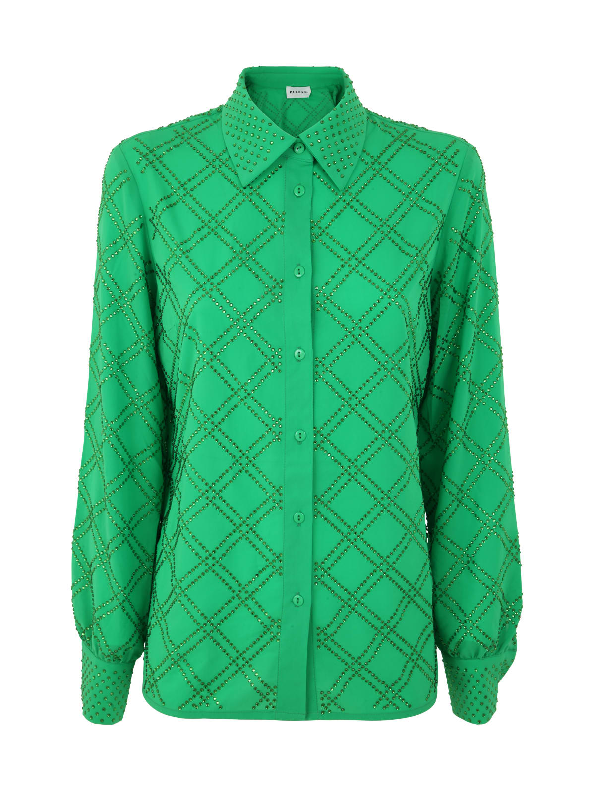 Shop P.a.r.o.s.h Polyester With Crystals Blouse In Mint Green