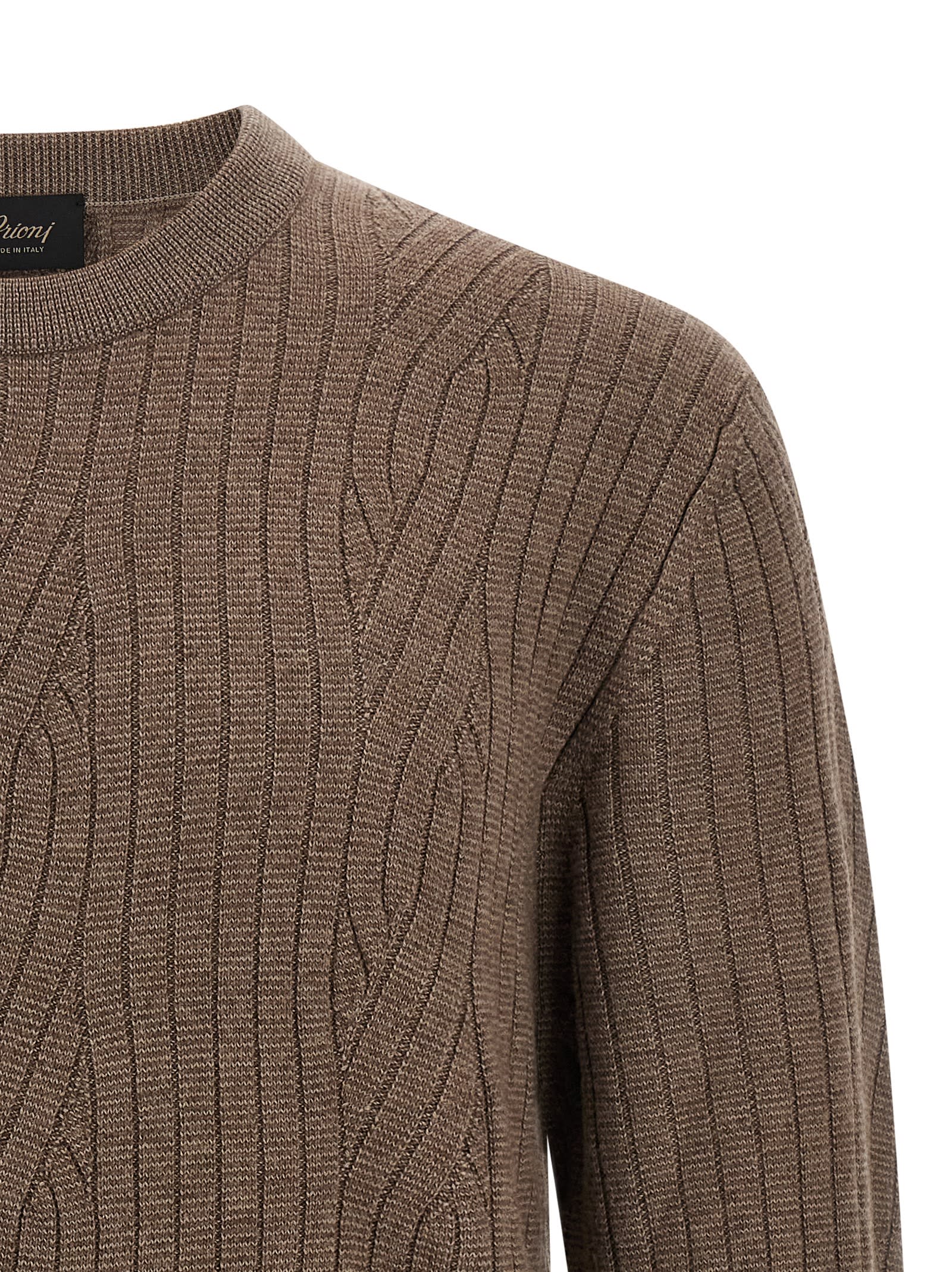 Brioni Ribbed And Braid Sweater Sweaters And Cardigans Brown In Brown