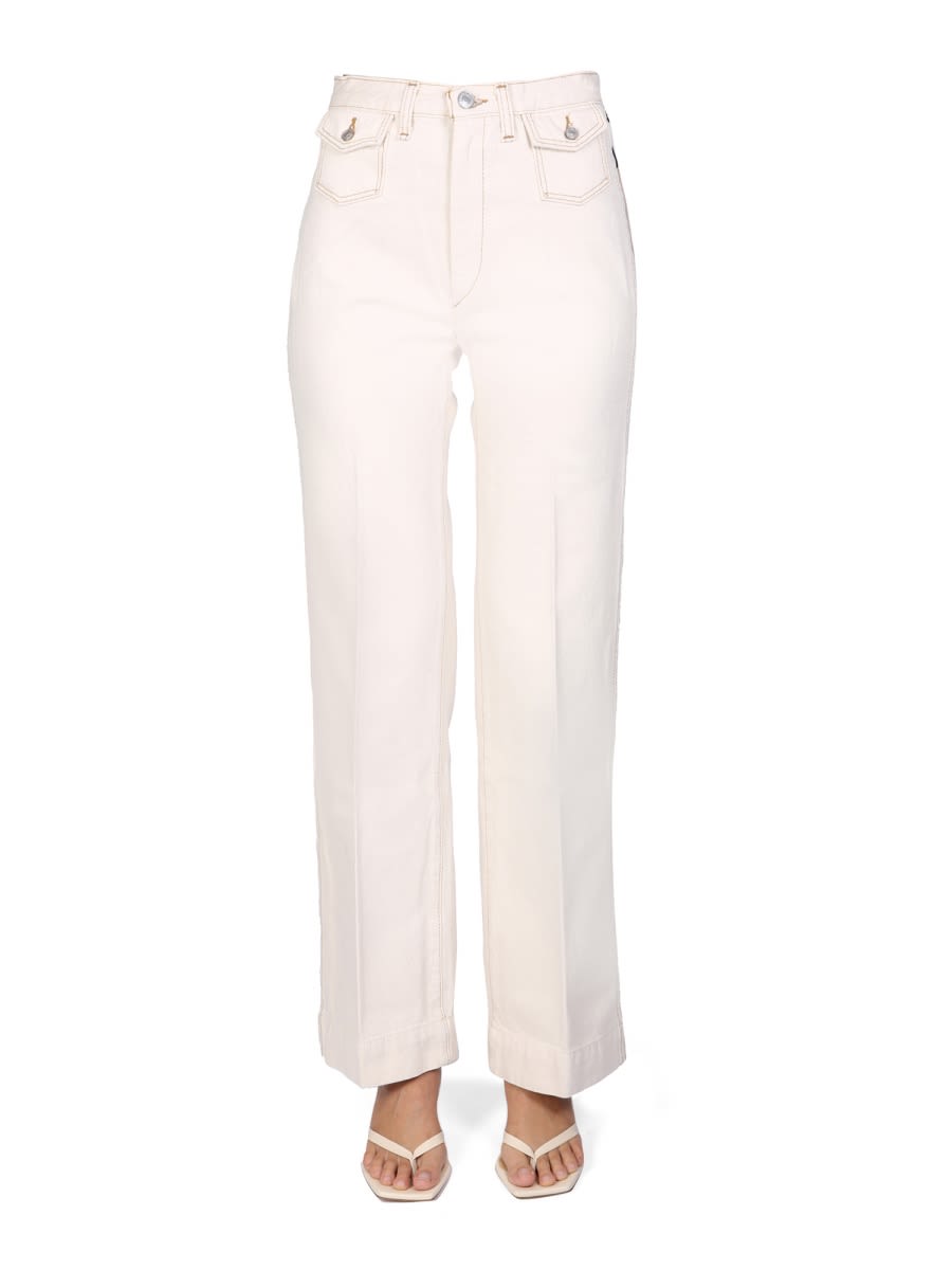 Shop Re/done 70s Wide Leg Jeans In White