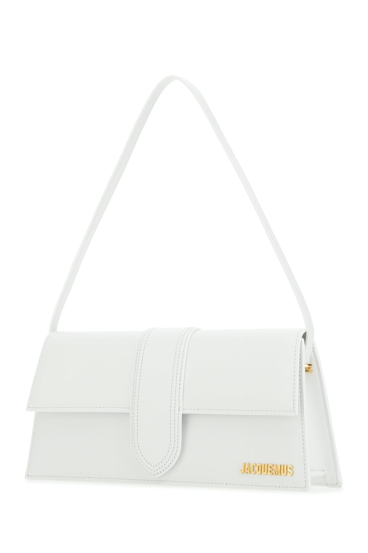 Shop Jacquemus White Leather Long Le Bambino Shoulder Bag In 100