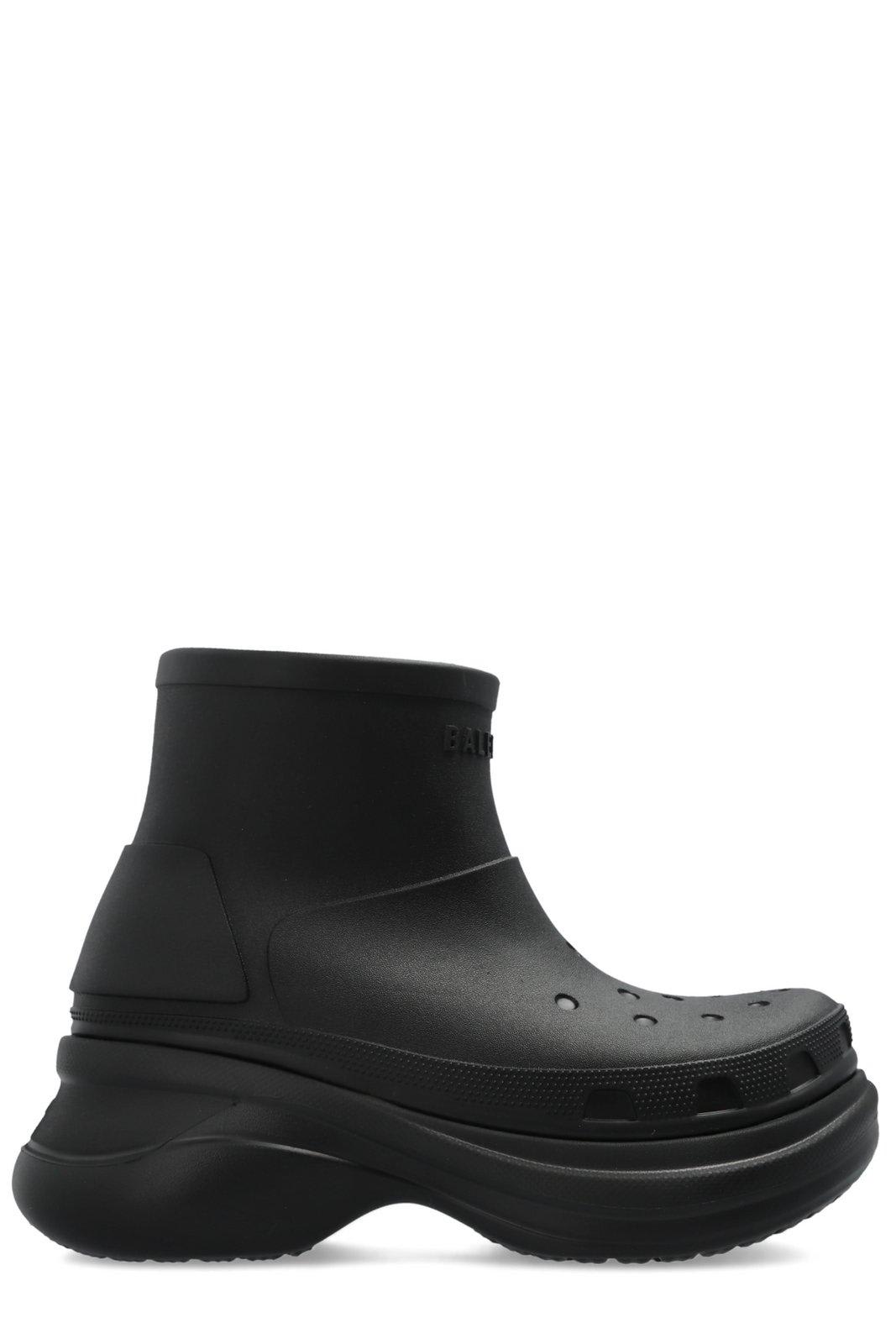 BALENCIAGA X CROCS LOGO EMBOSSED ANKLE BOOTS 