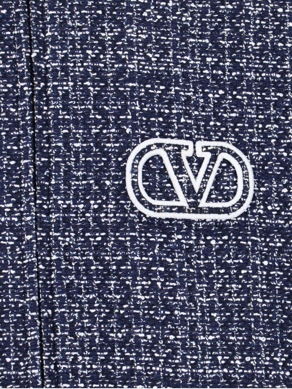 Shop Valentino Vlogo Signature Tweed Bomber Jacket In Blue