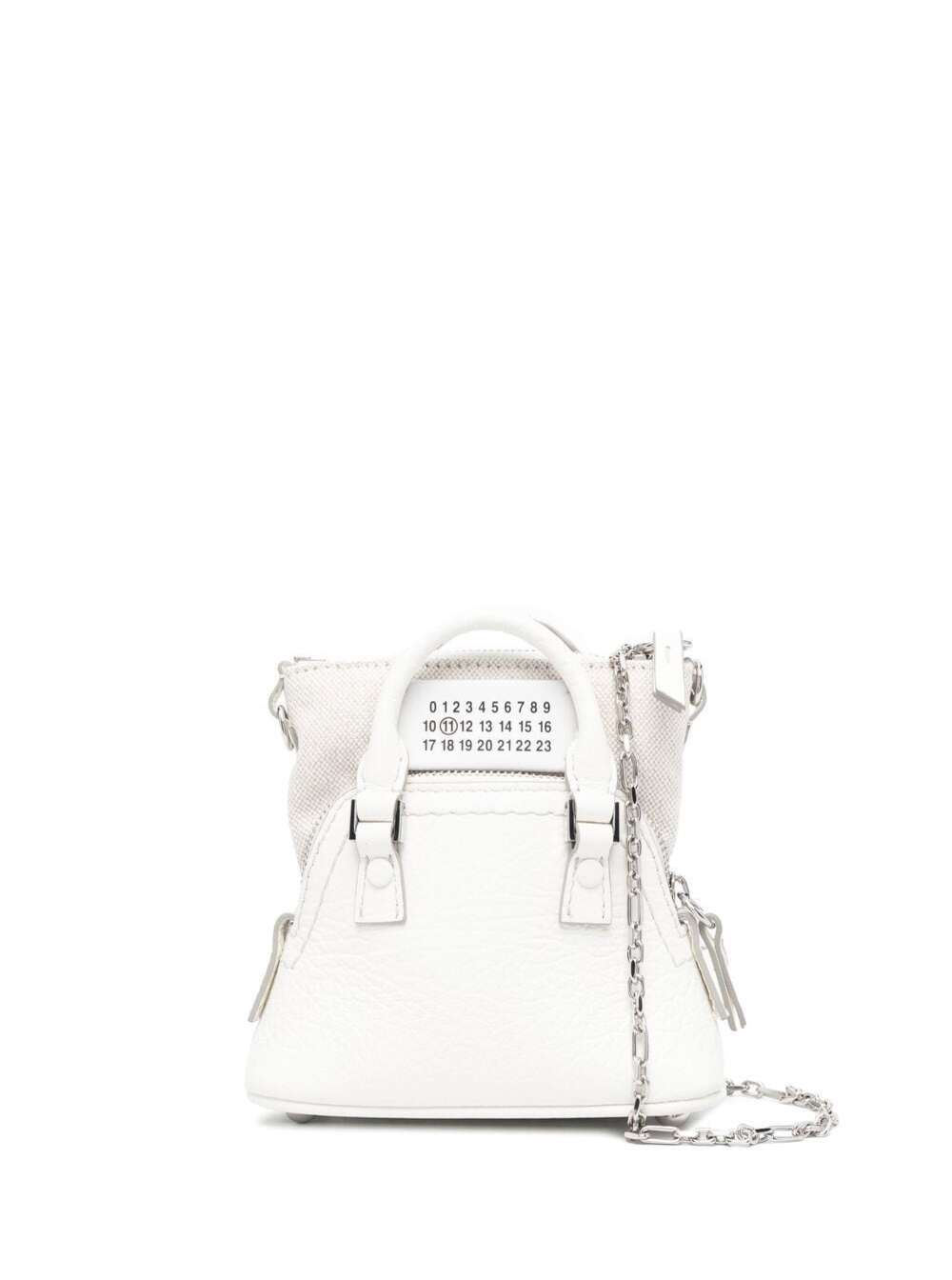 Maison Margiela 5ac Baby White Shoulder Bag With Logo Label In Grainy Leather Woman