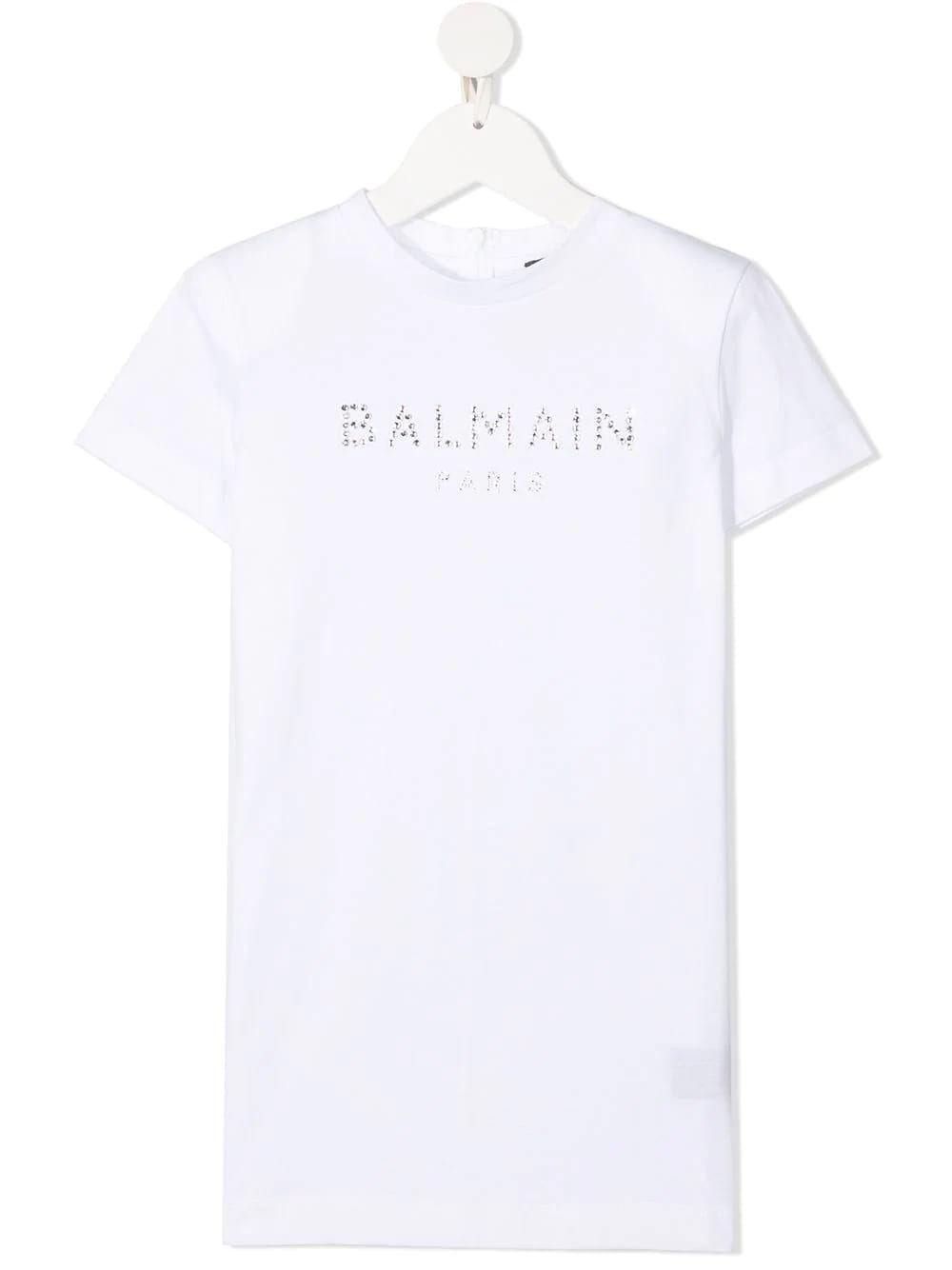 Balmain Kid White Maxi T-shirt Dress With Starss Logo