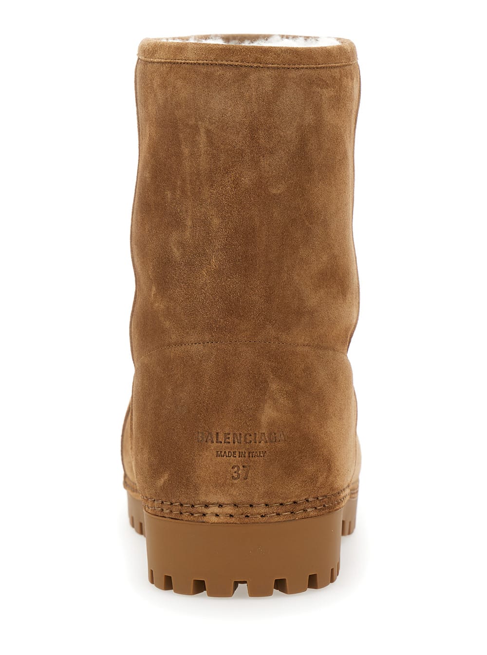 Shop Balenciaga Alaska Black Oversized Boots In Suede Woman In Beige