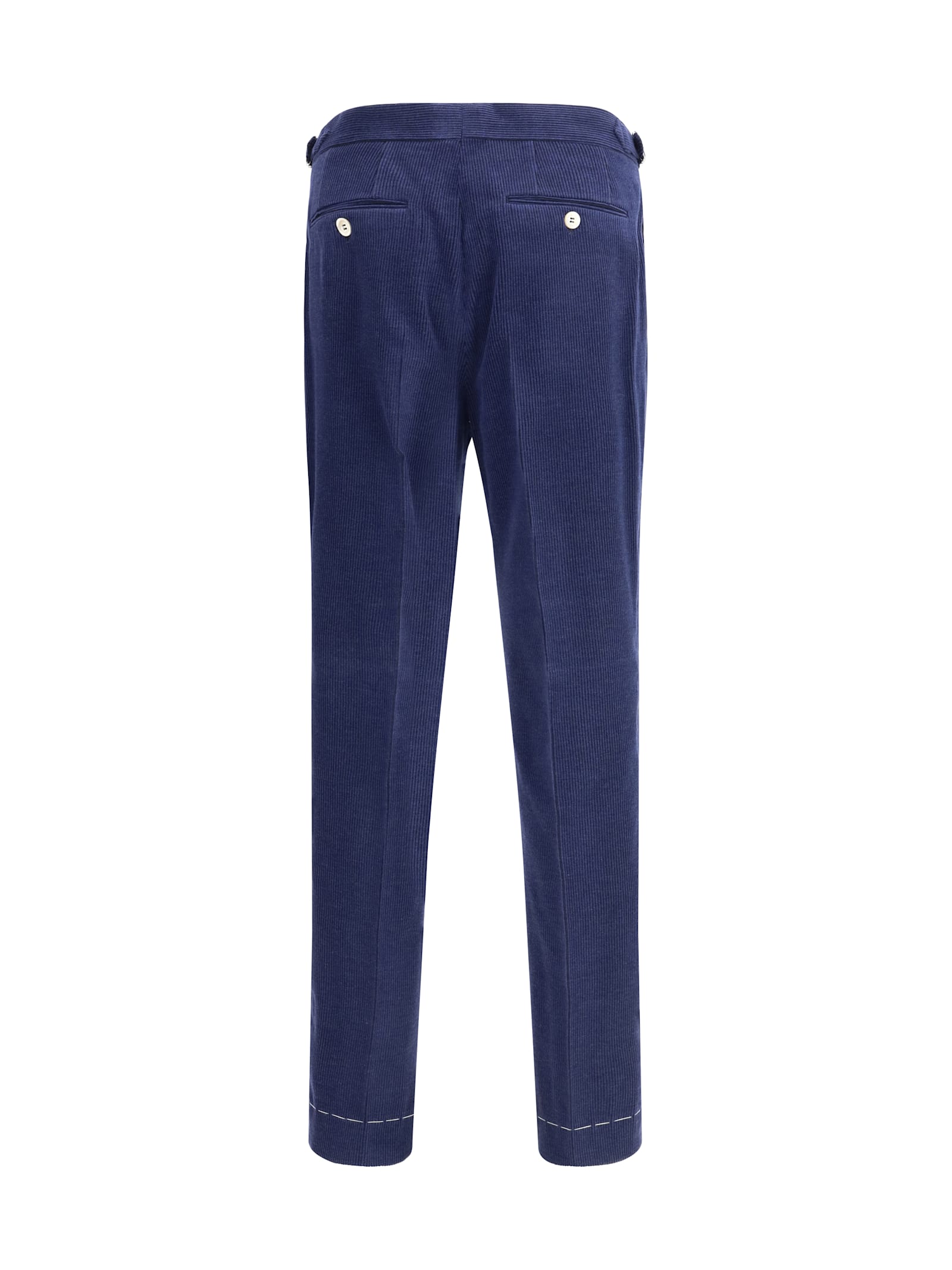 Brunello Cucinelli Men Wool Corduroy Trousers In Blue
