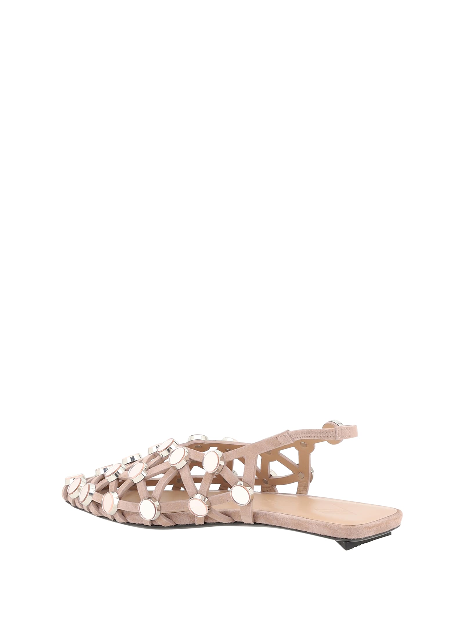 Attico Grid Embellished Slingback Flats In Pink
