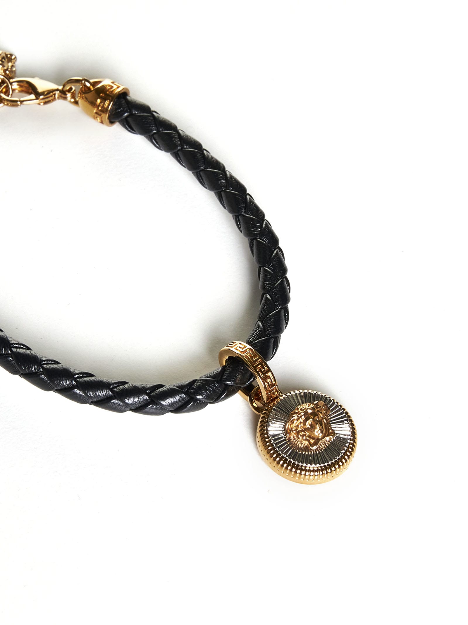 Shop Versace Bracelet In Black- Gold+palladium