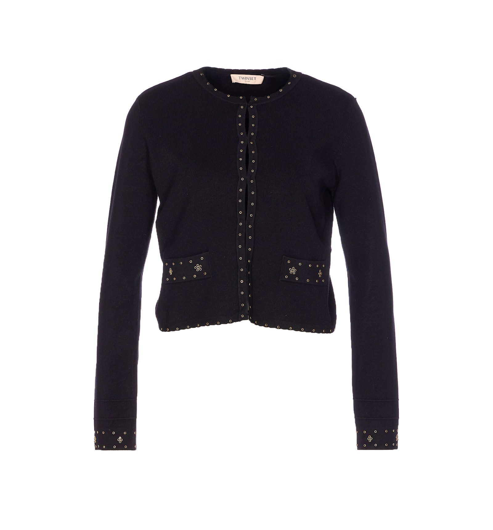 Twinset Embellished Stud-detail Cardigan In Black