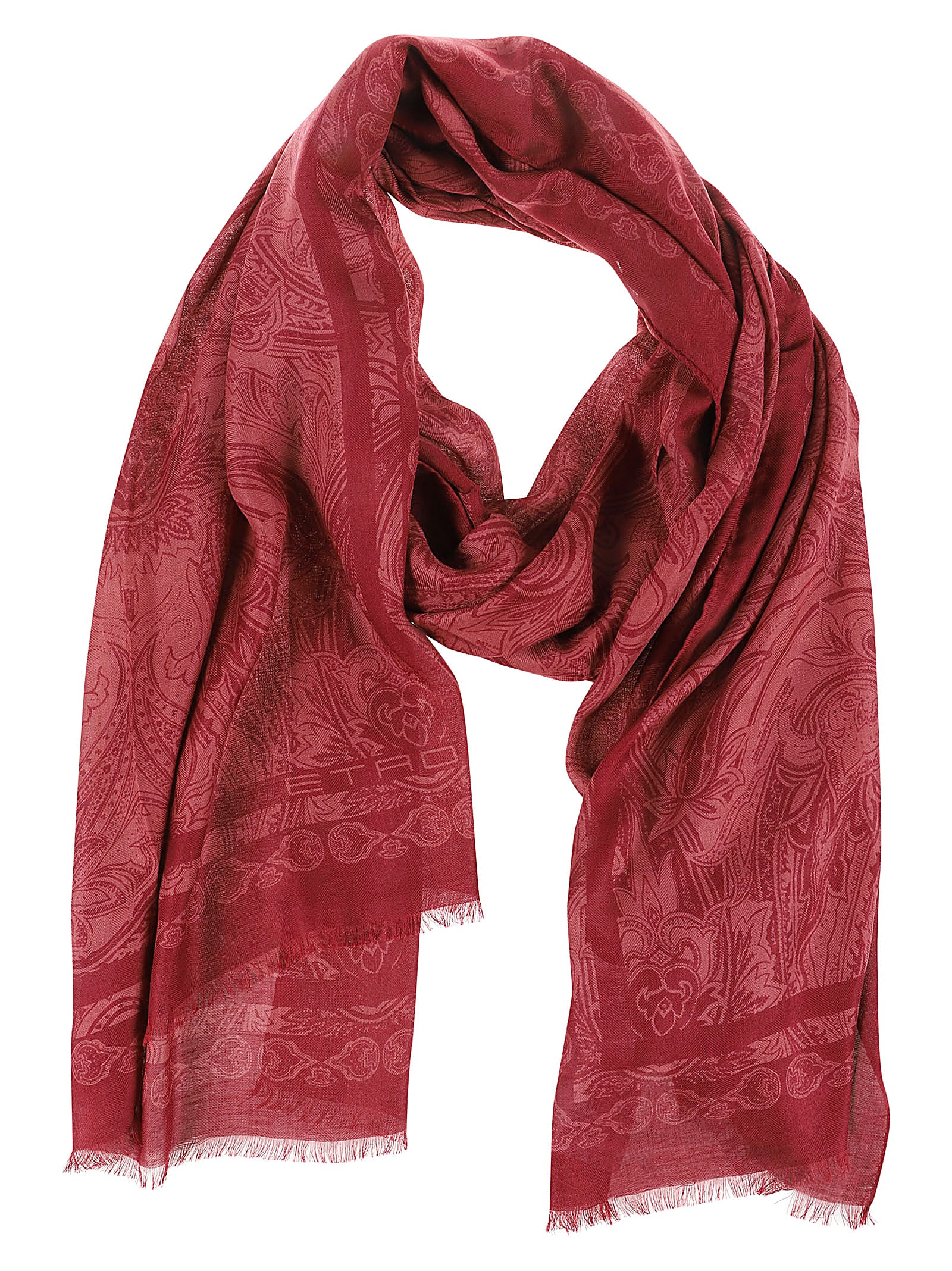 Shop Etro Scarf In Rosso Fantasia