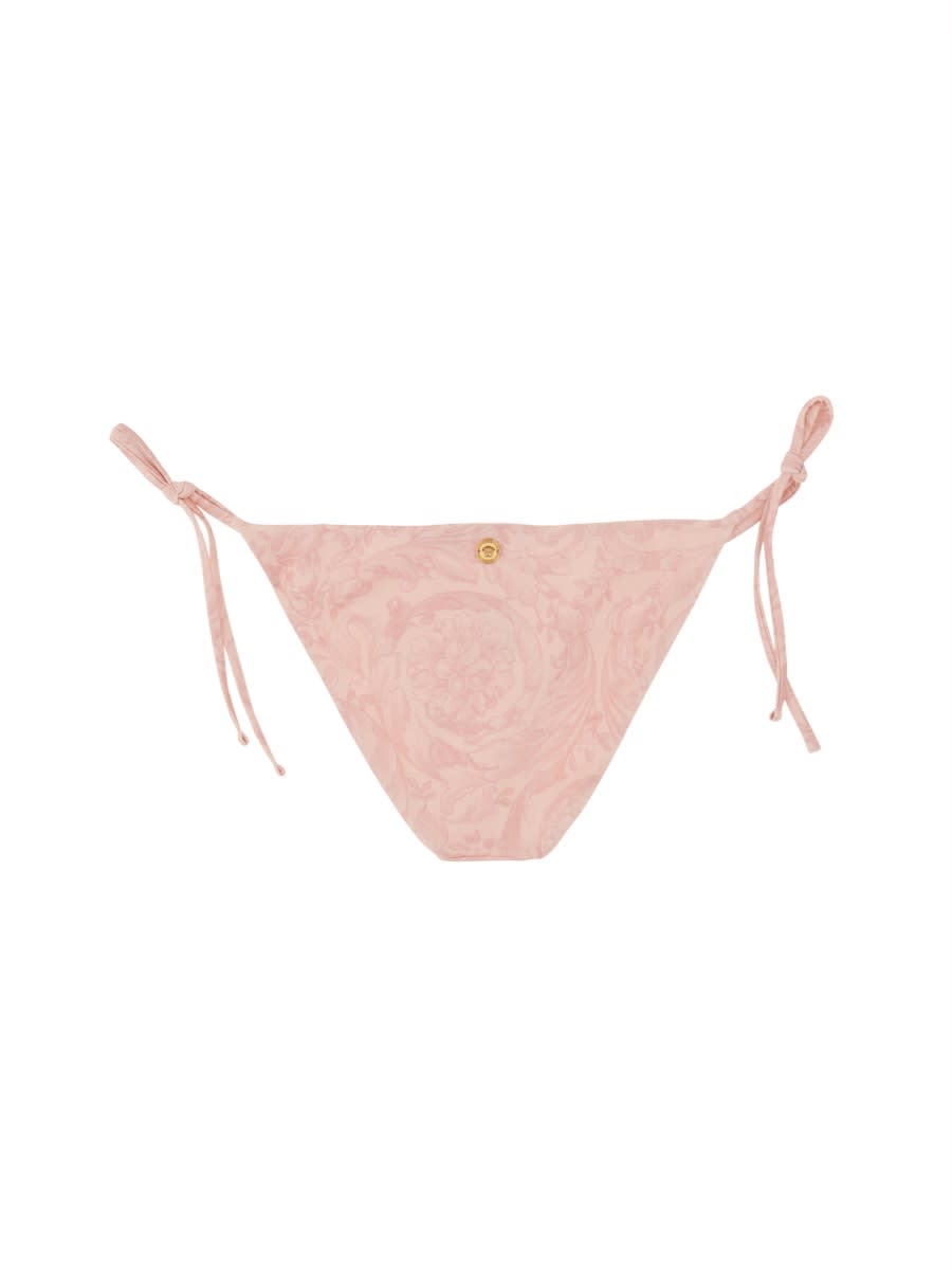 Shop Versace Baroque Print Bikini Bottom In Pink