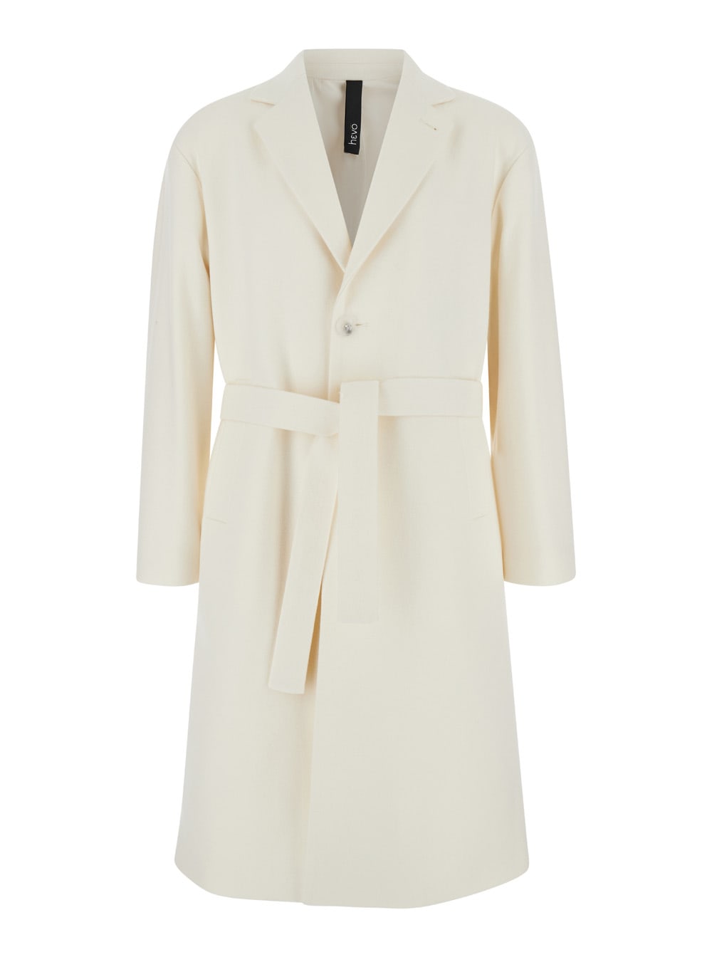 White Single-breasted Coat With Notched Revers In Wool Blend Man