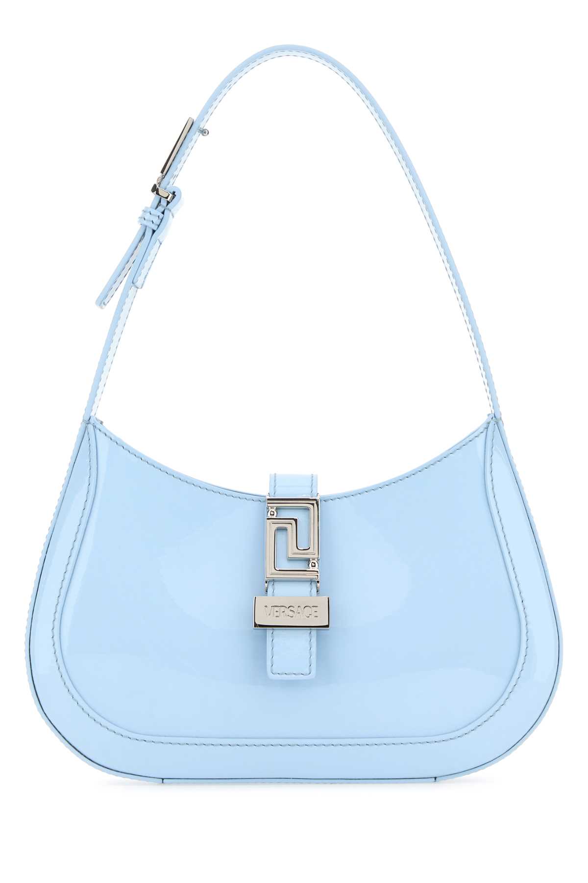 Pastel Light-blue Leather Small Greca Goddess Shoulder Bag