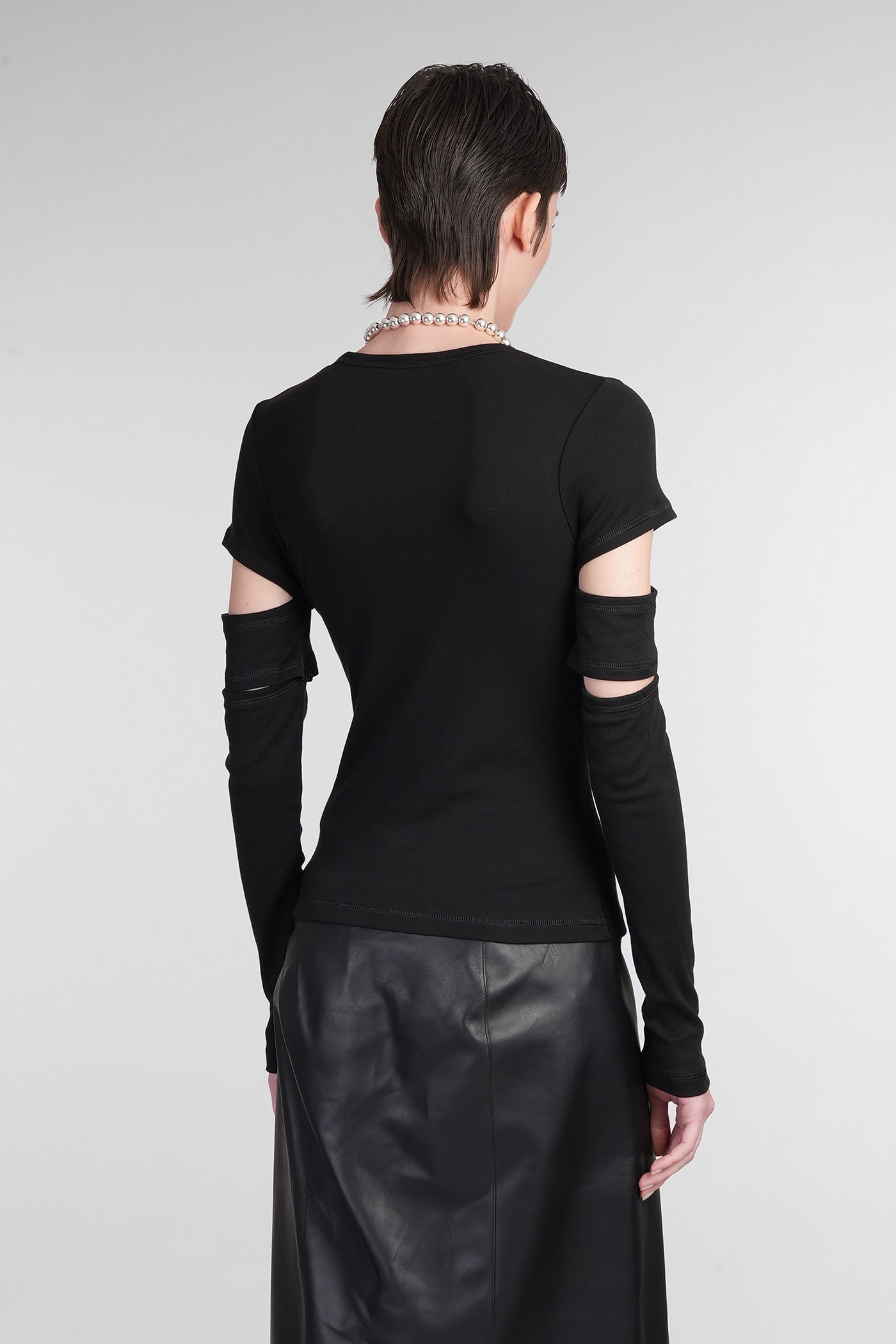 Helmut Lang Slashed Mini Dress Cut-out Sleeves In Black