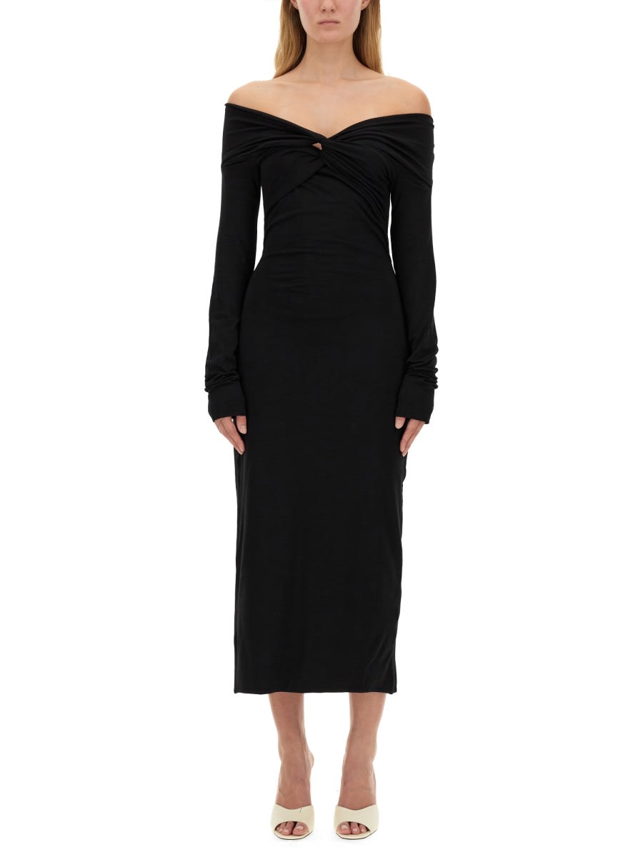 Shop Rotate Birger Christensen Dress With Knot In Black