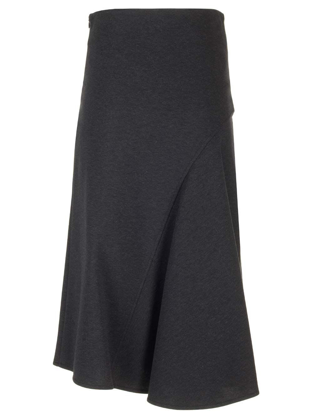 Brunello Cucinelli Asymmetric Midi Skirt In Grey