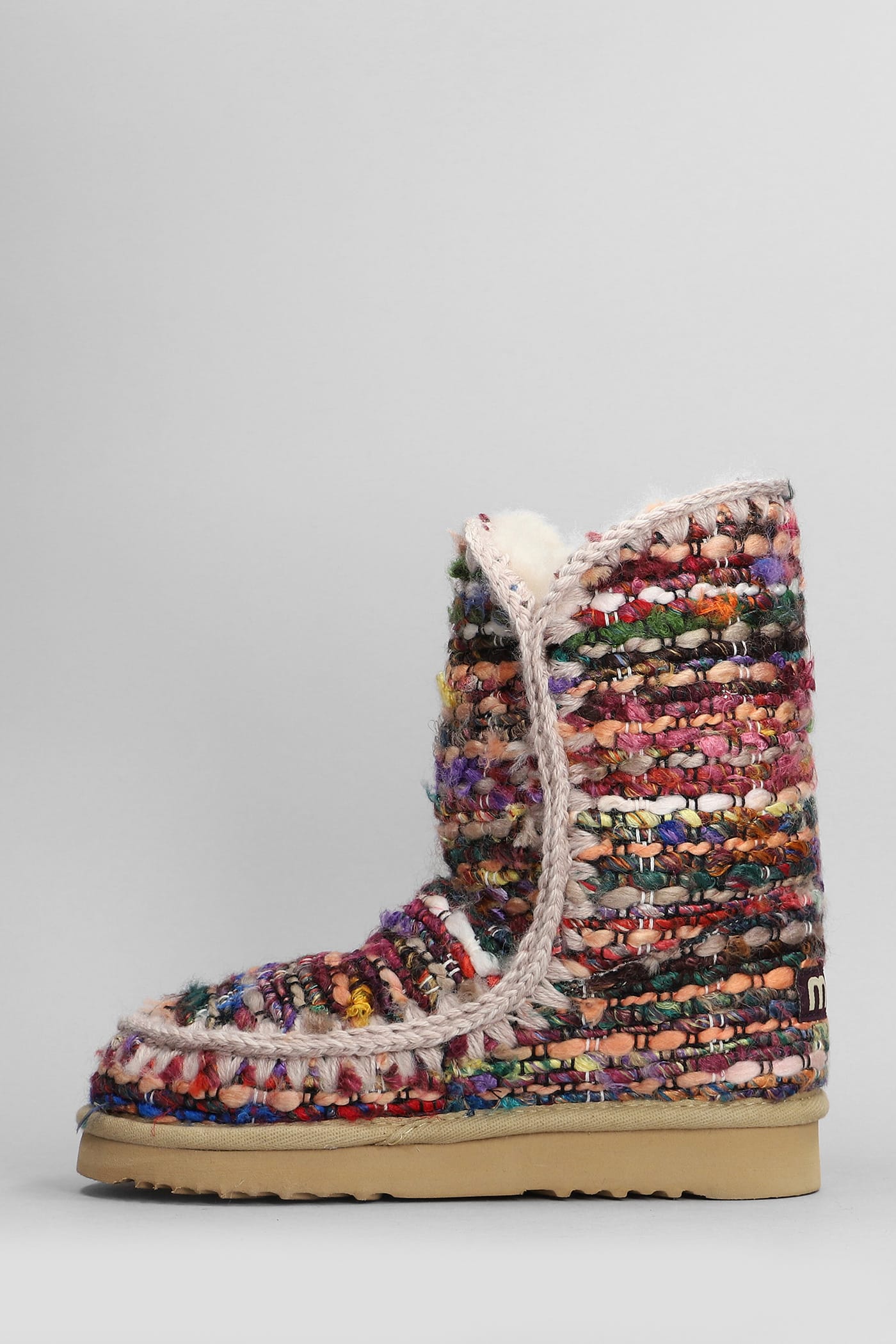 Shop Mou Eskimo 24 Low Heels Ankle Boots In Multicolor Wool