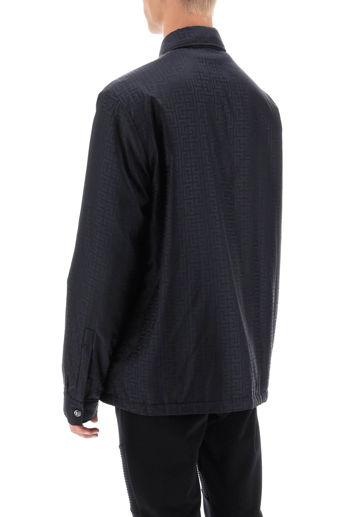 Balmain Padded Nylon Shirt With Buttoned Cuffs In Black
