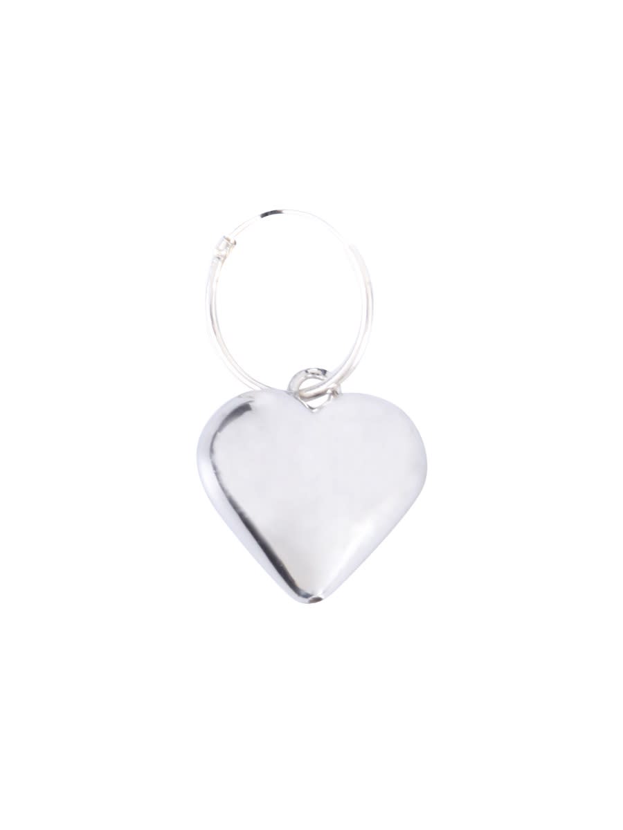 Shop Raf Simons Small Heart Single Earrings With R In Silver