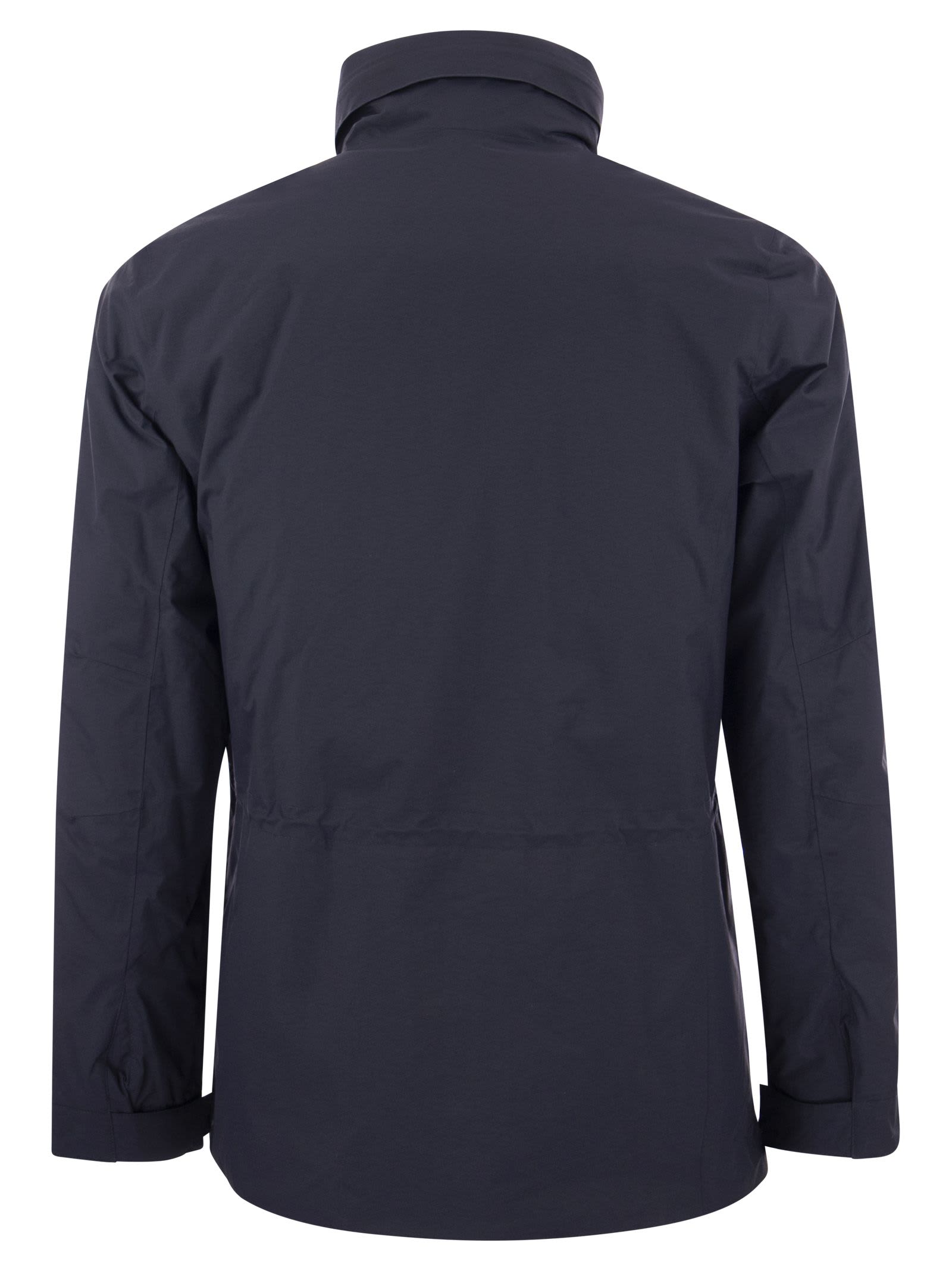 Shop K-way Manphy - Sahariana In Technical Fabric Jacket In Blue Depht