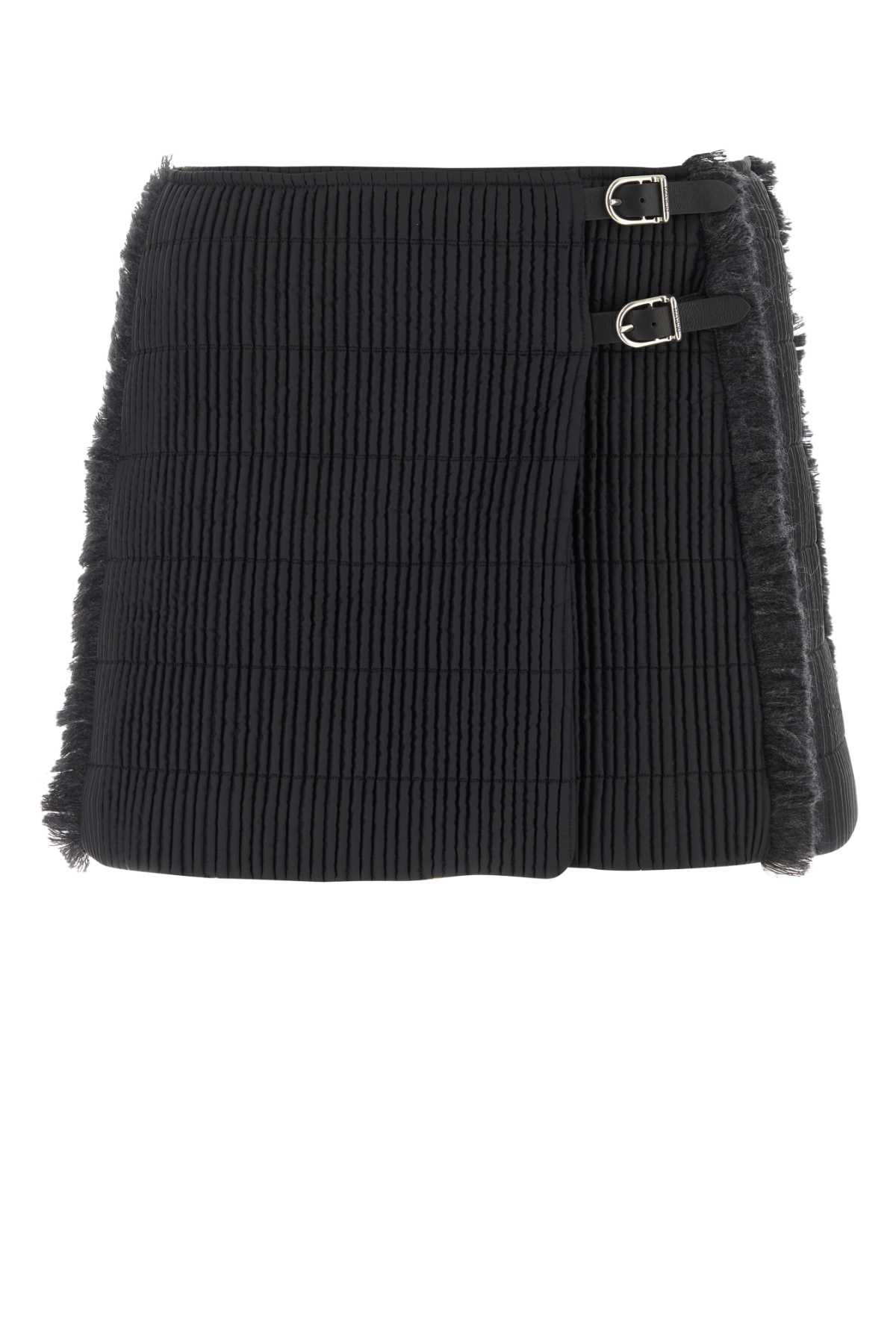 Black Stretch Polyester Mini Skirt