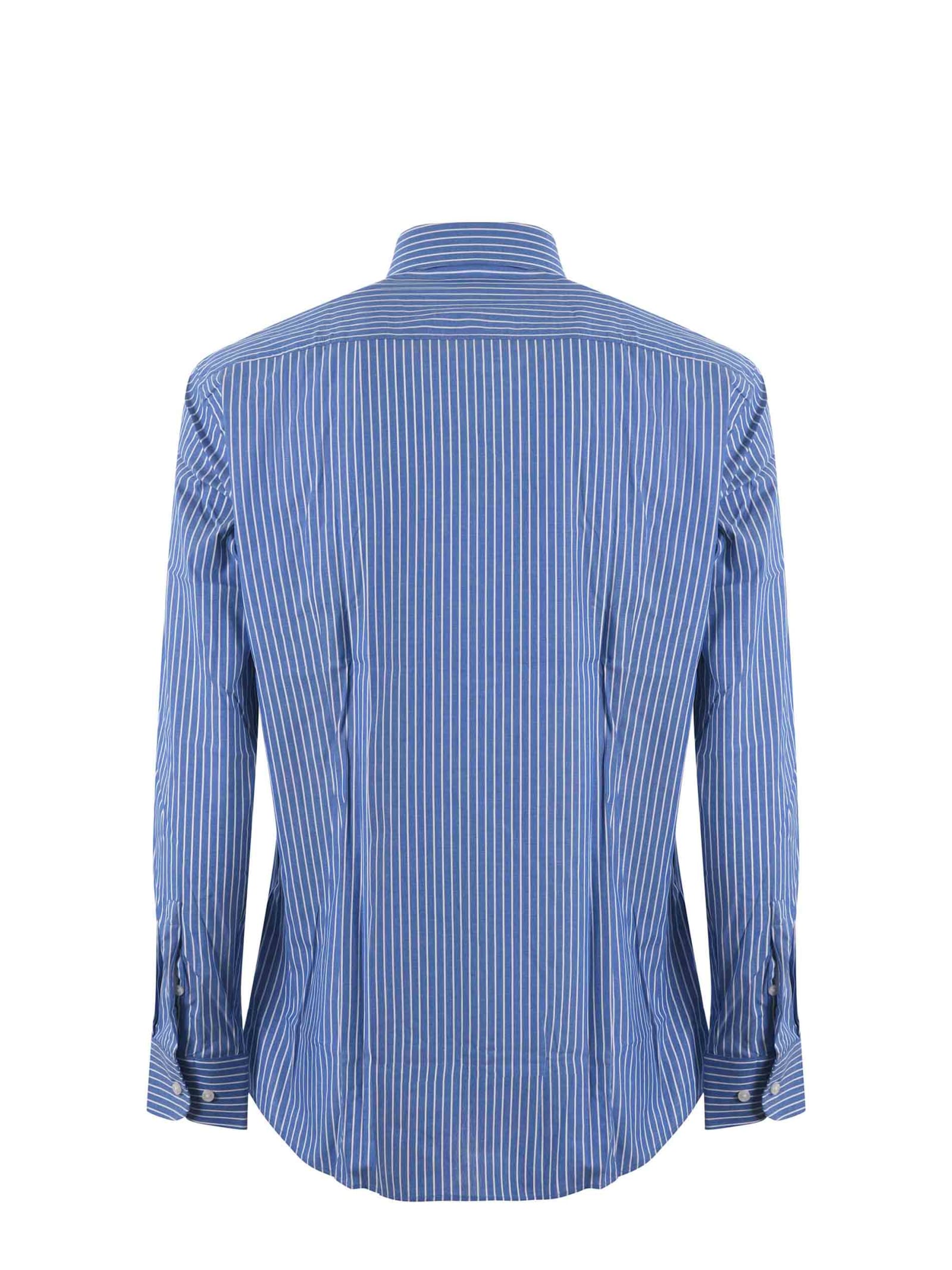Shop Hugo Boss Boss Shirt In Stretch Cotton In Blu