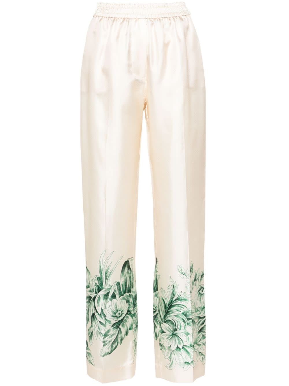 F.r.s For Restless Sleepers Silk Printed Trousers In Neutral
