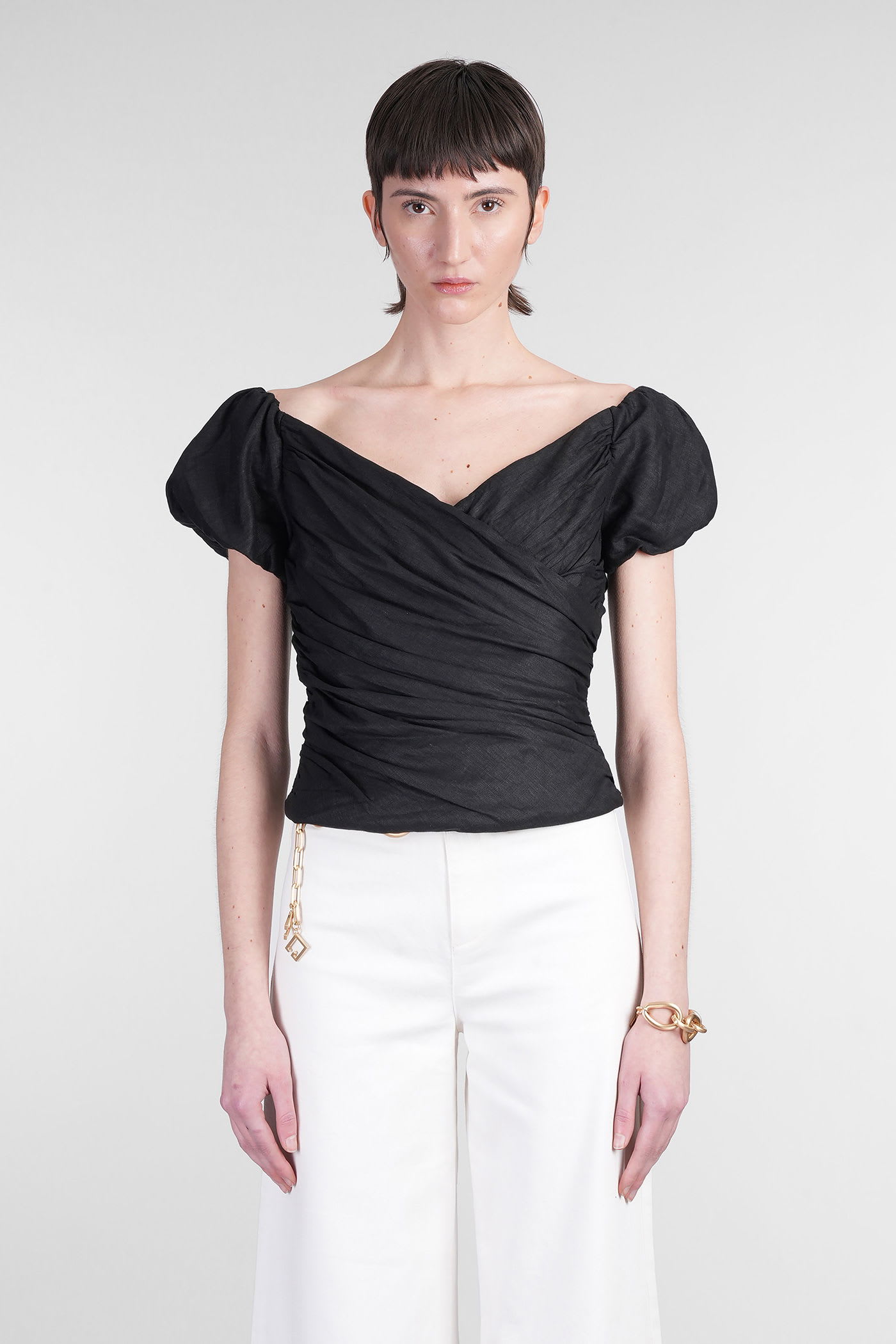 Helene Topwear In Black Linen