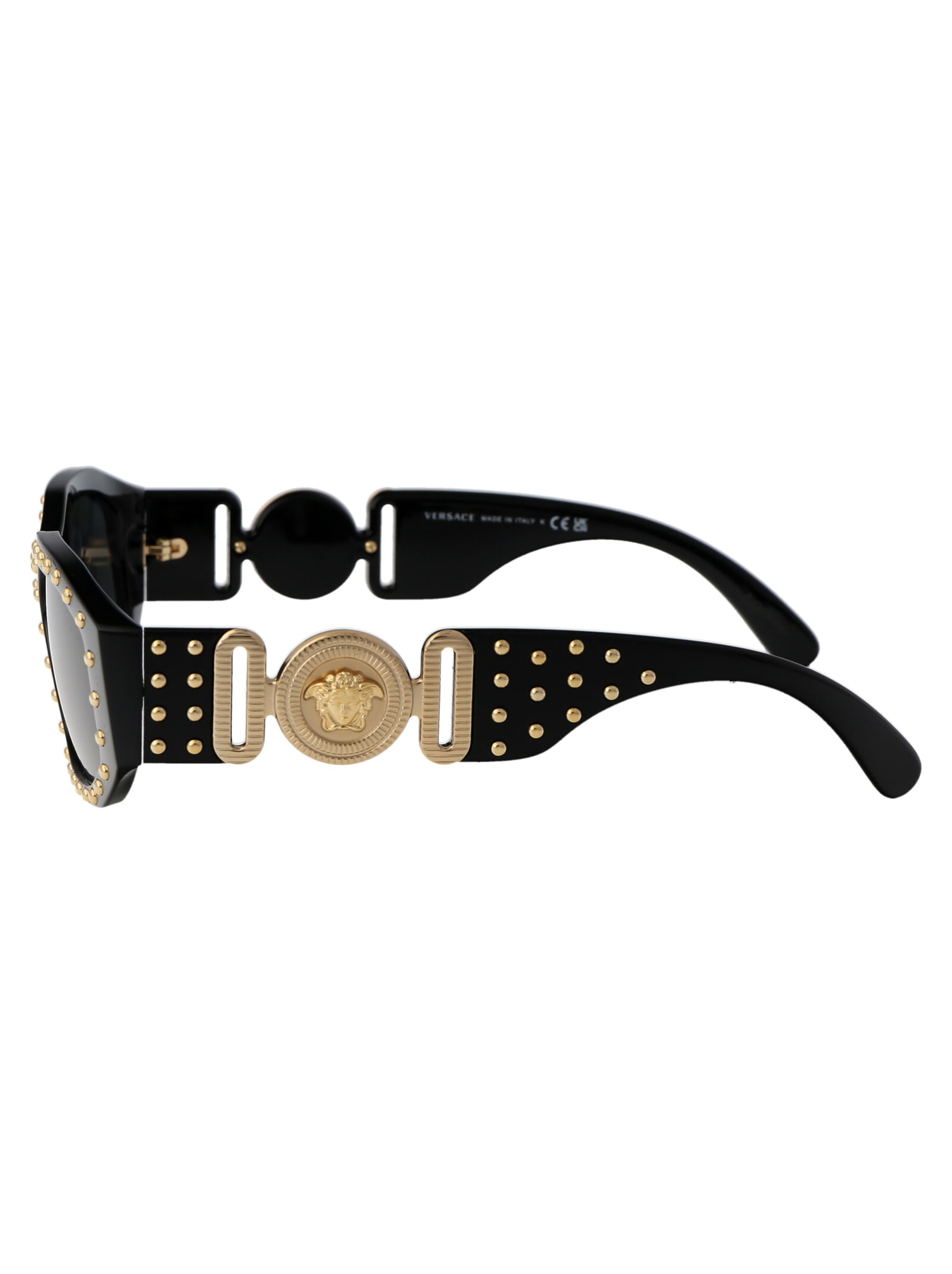 Versace Biggie Stud-embellished Sunglasses In Black