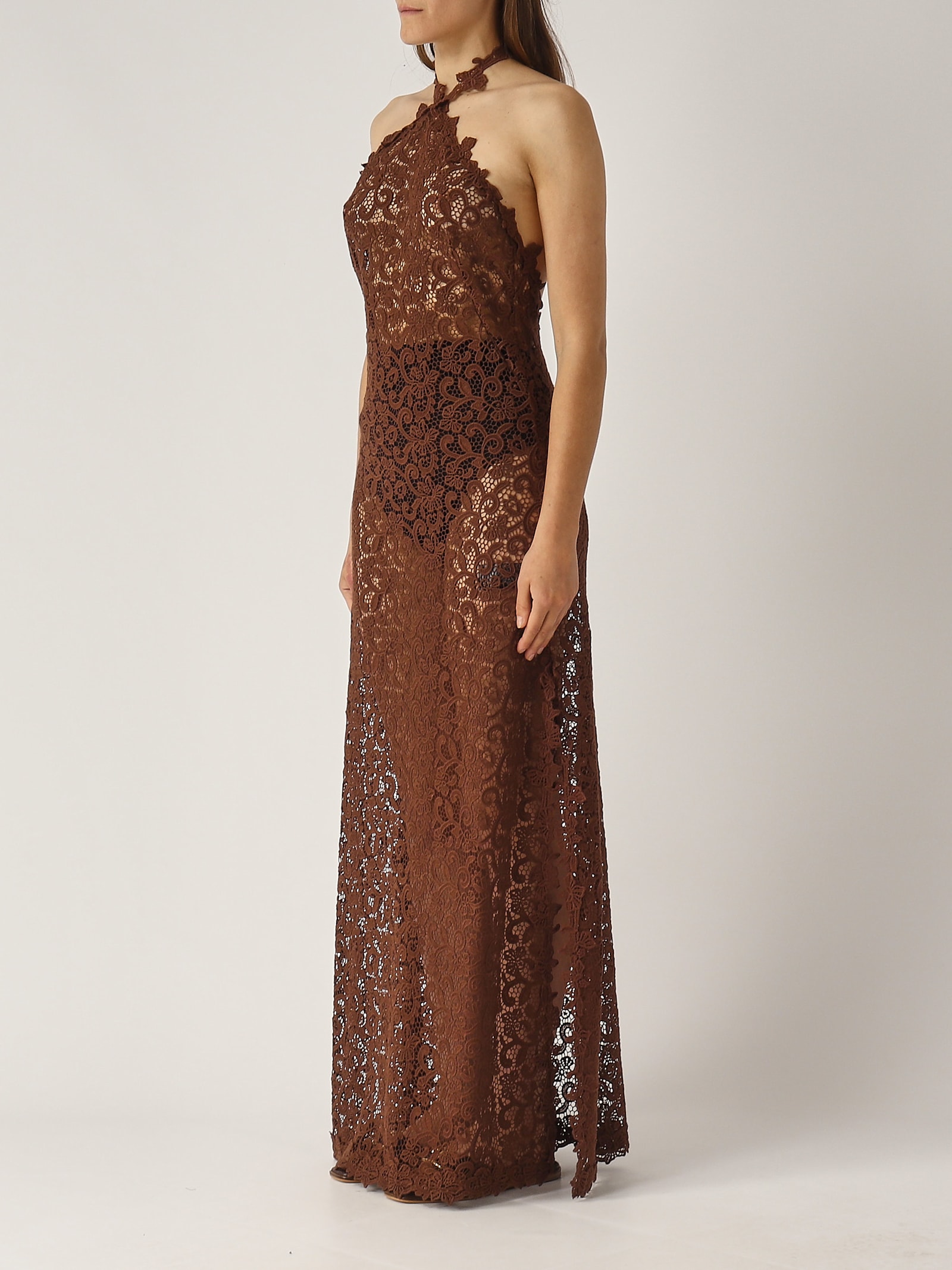 Ermanno Scervino Cotone Dress In Brown