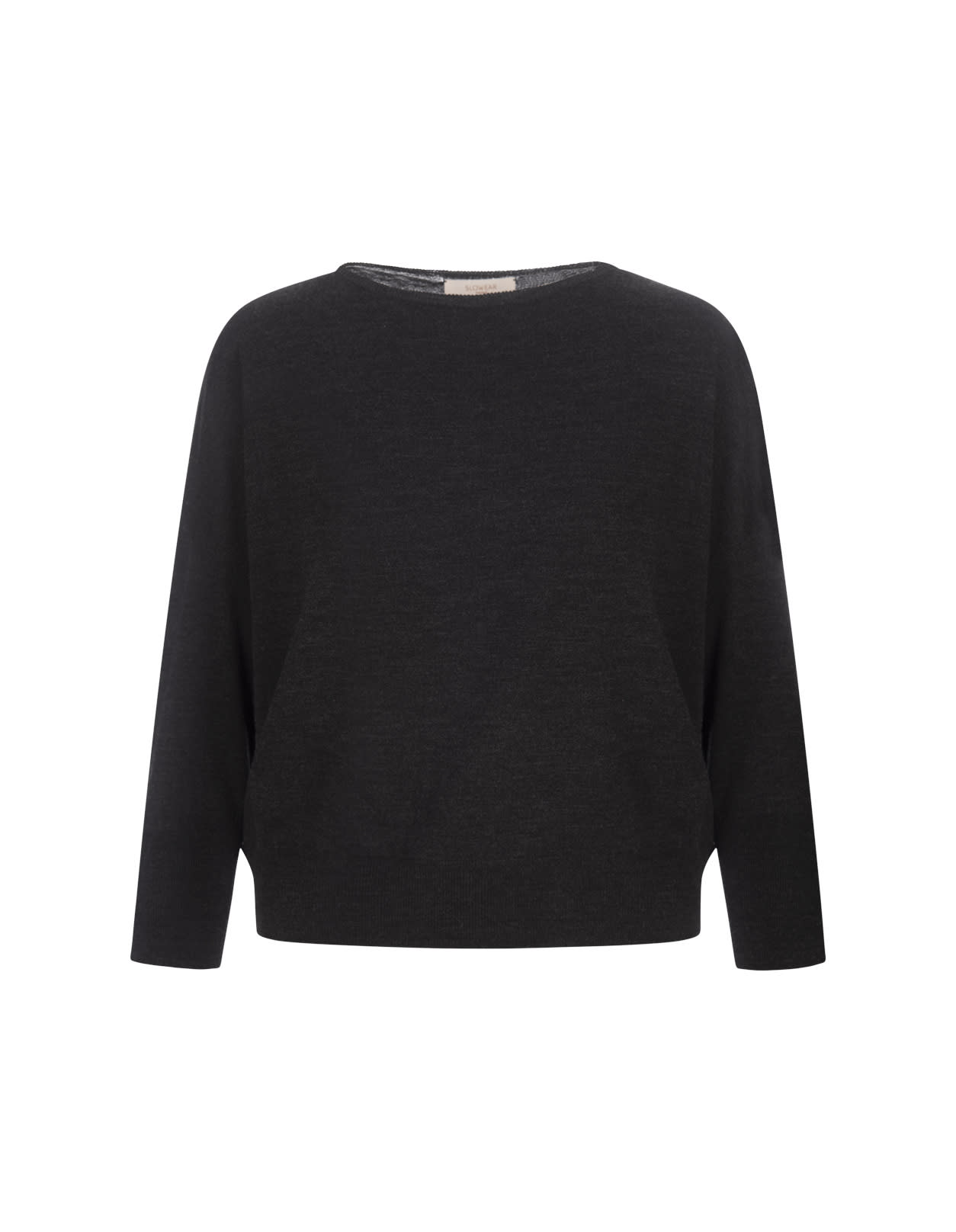 Shop Zanone Anthracite Basic Sweater With Boat Neckline In Grey