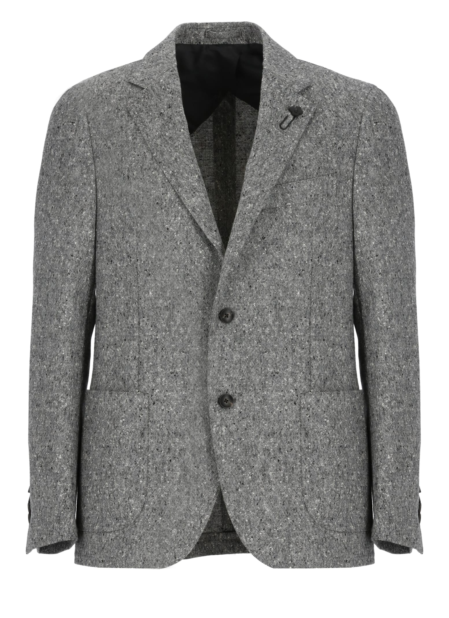 Shop Lardini Wool Jacket In Grey