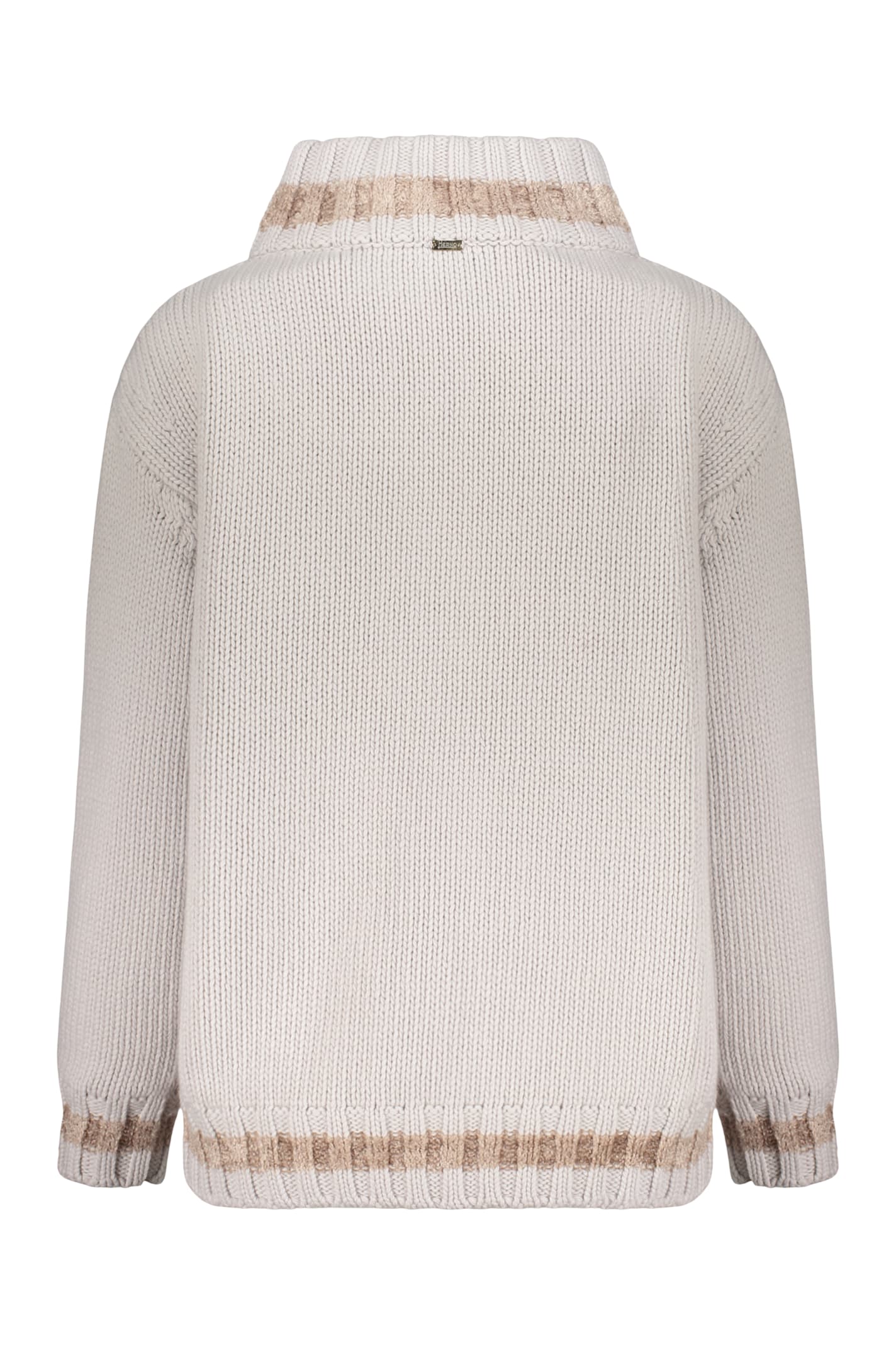 Herno Zip-up Wool Cardigan In Gray
