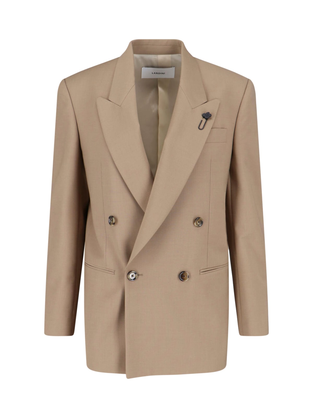 Lardini Double-breasted Blazer In Brown
