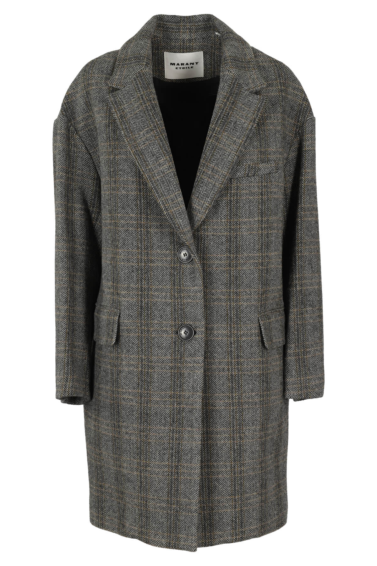 Isabel Marant Étoile Limiza Herringbone Oversized Wool Coat In Be