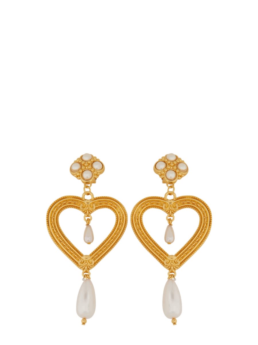 Shop Moschino Earrings Heart In Multicolour