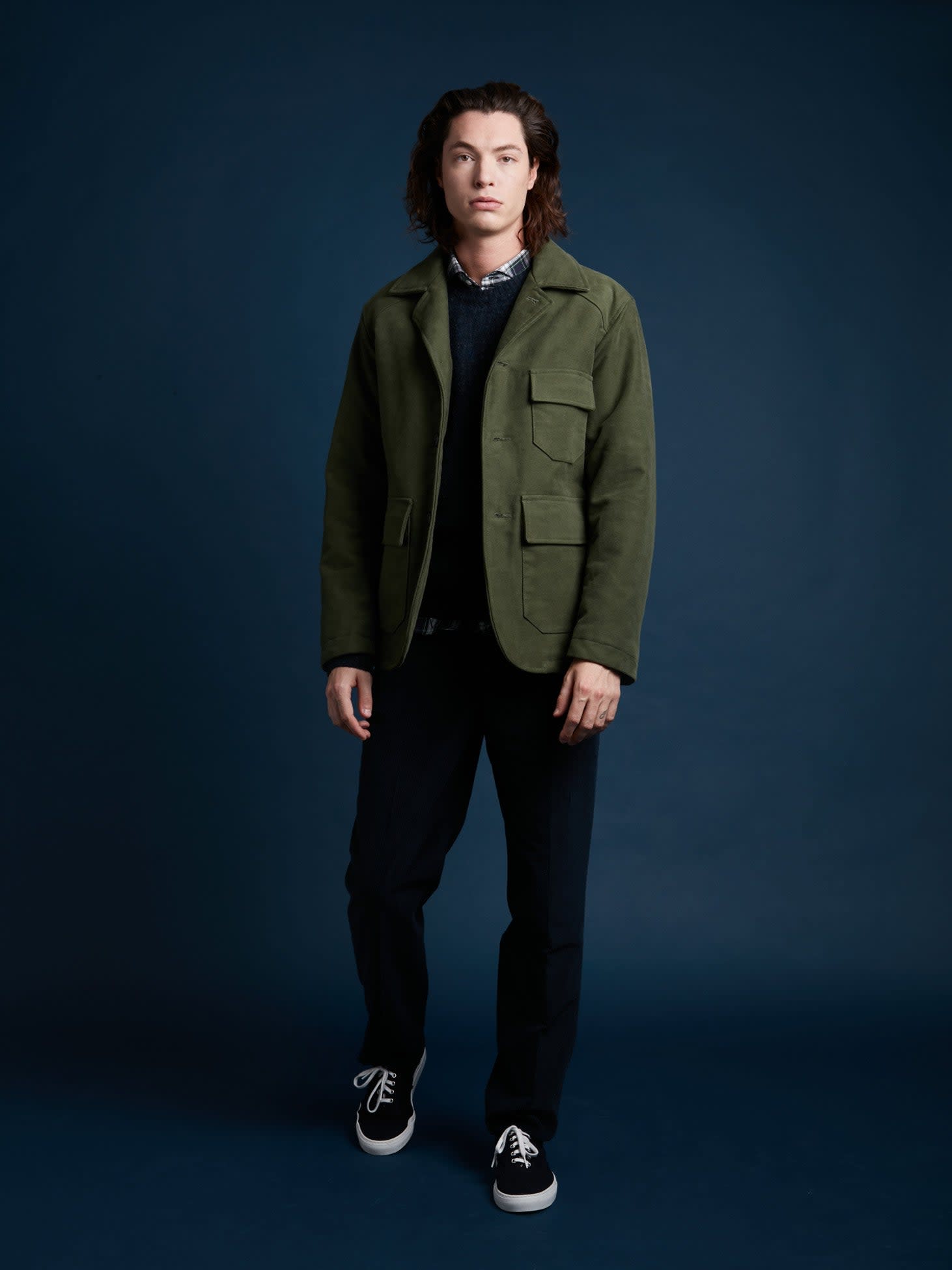 DOPPIAA AADERBALE GREEN MOLESKIN JACKET