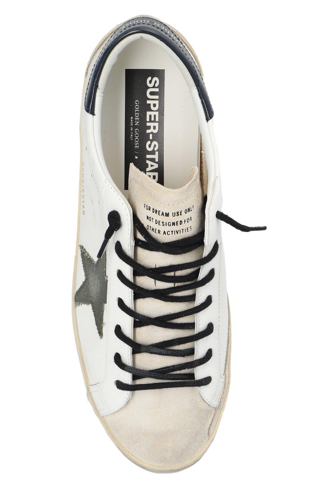 Shop Golden Goose Super-star Sneakers In White/seedpearl/green/blue