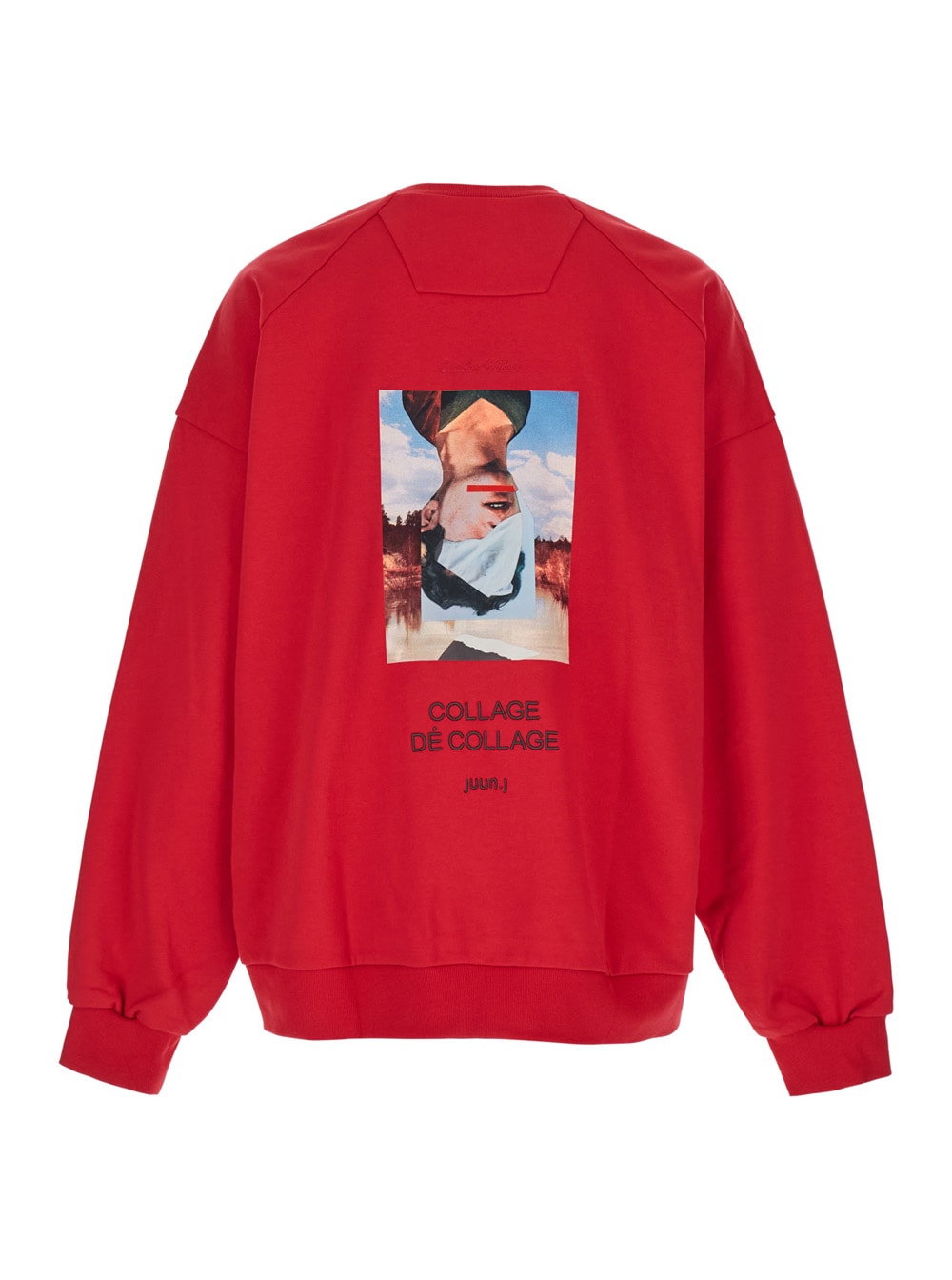 Shop Juunj Red Oversized Sweatshirt With Graphic Print In Cotton Man