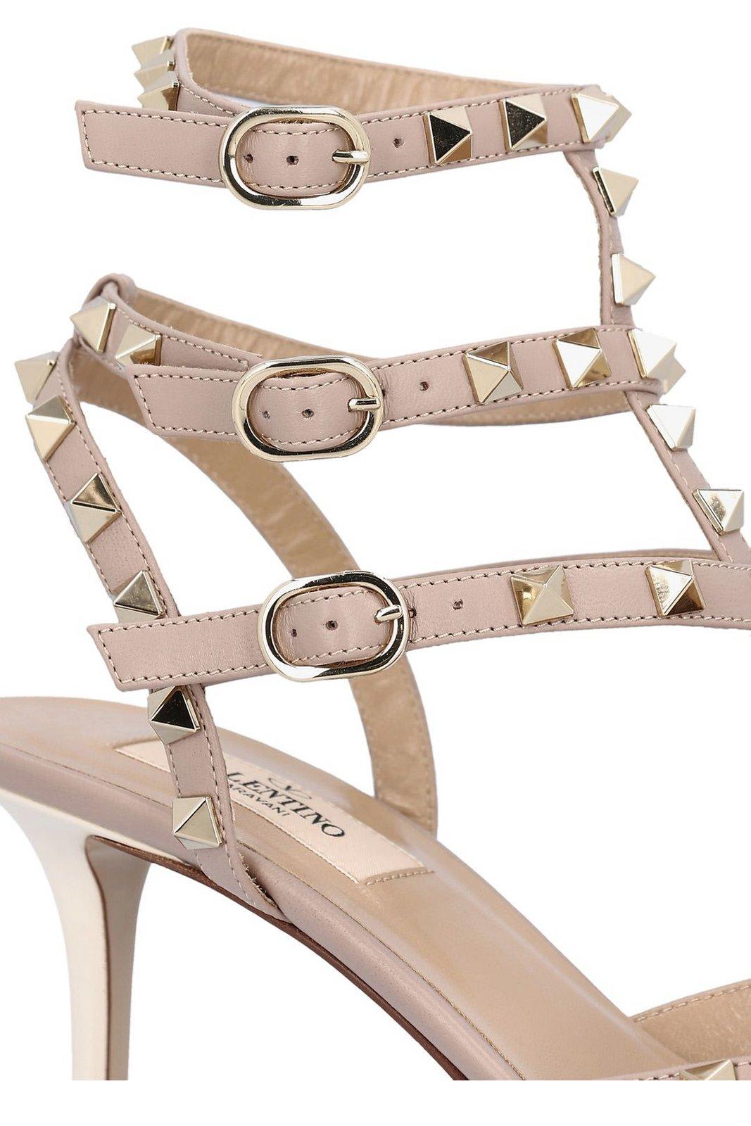 Shop Valentino Garavani Rockstud Slingback Pumps In White