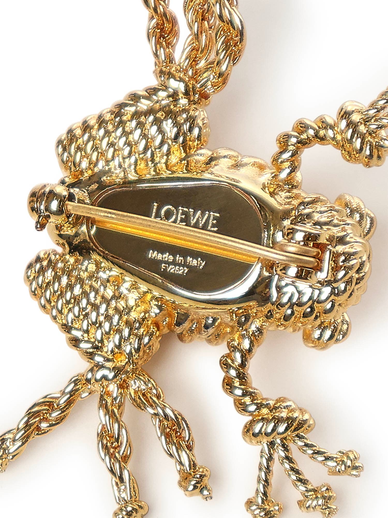 Loewe Frog Brooch In Brown