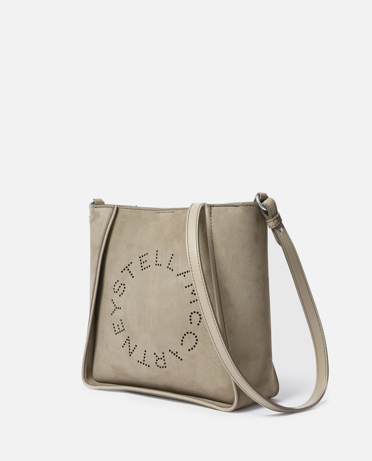 Stella Mccartney Women Alter Suede Shoulder Bag With Piping Details In Neutral