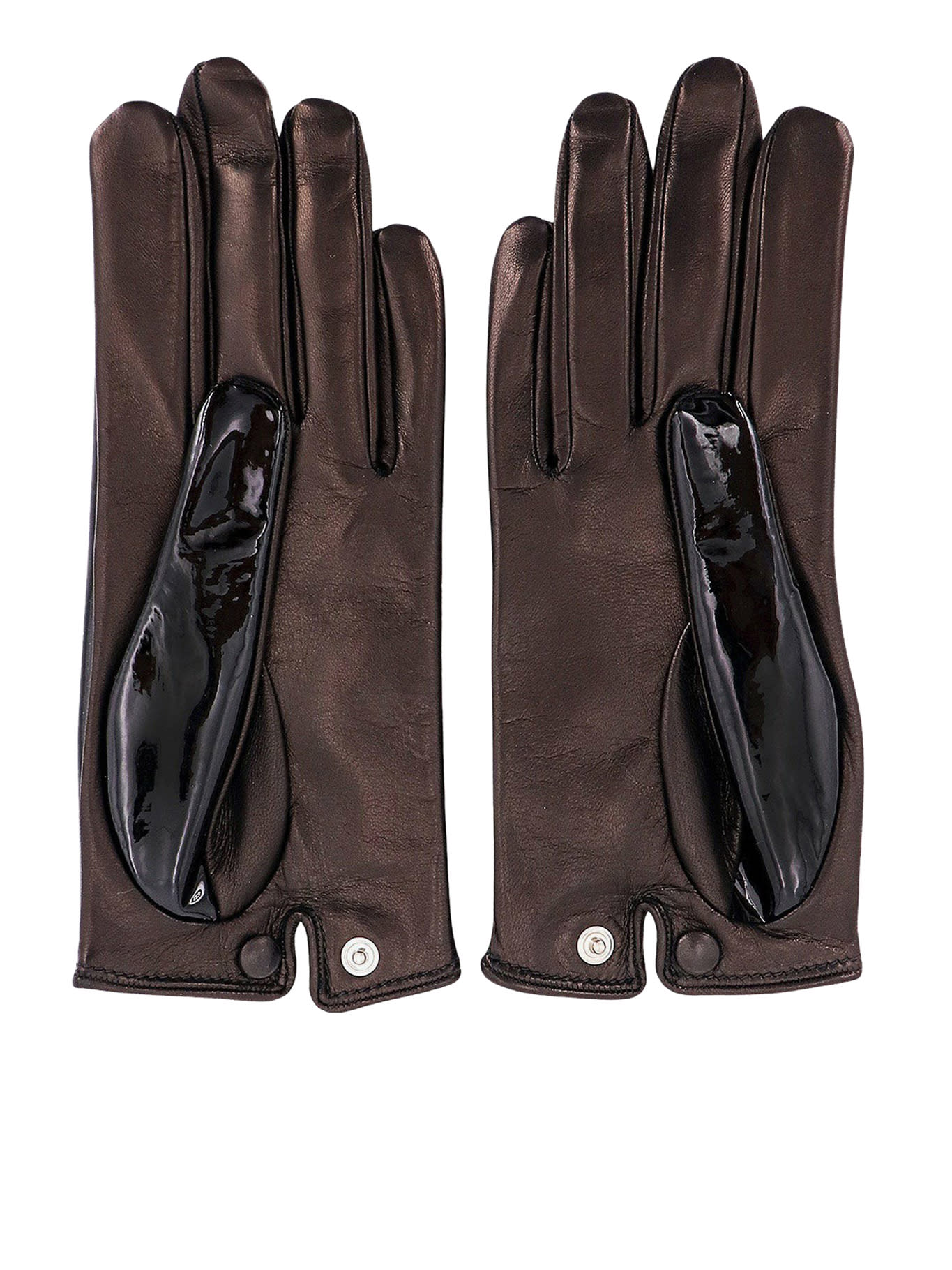 Shop Durazzi Milano Patent And Calfskin Leather Gloves. Silk Lining In Black