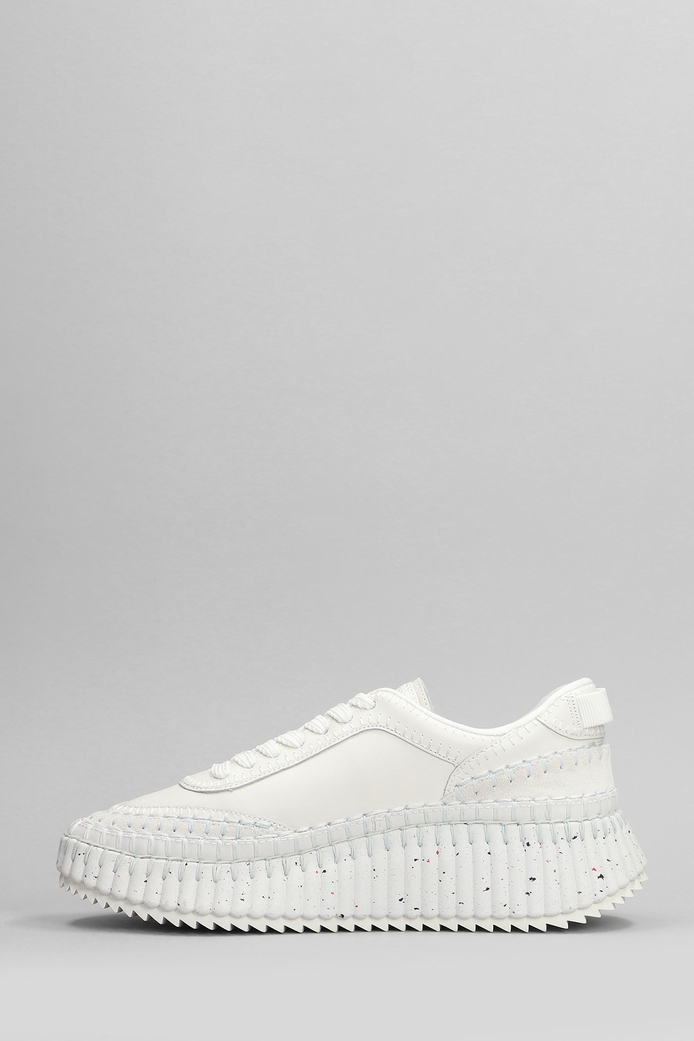 Chloé Nama Embroidered Suede And Recycled Mesh Sneakers In White