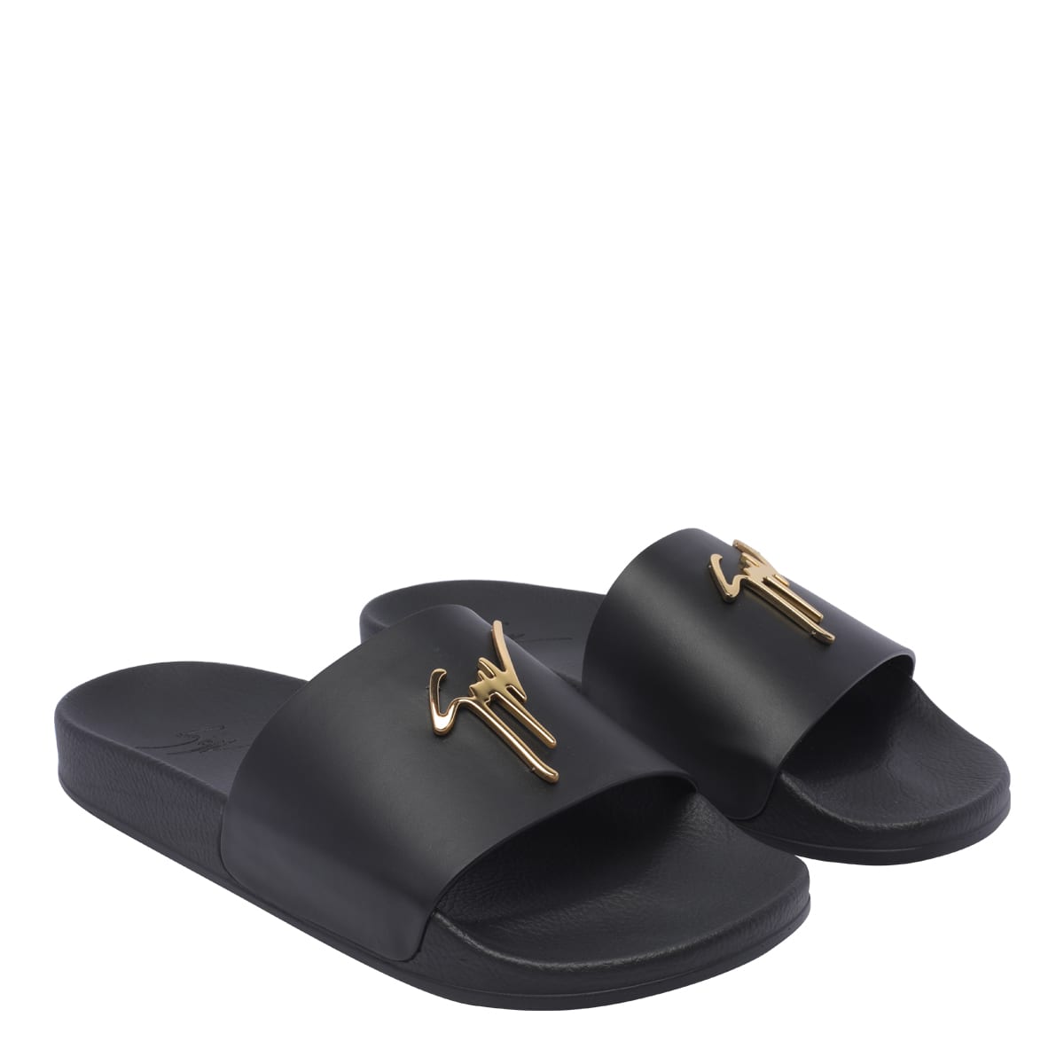 Shop Giuseppe Zanotti Logo Slide Sandals In Black