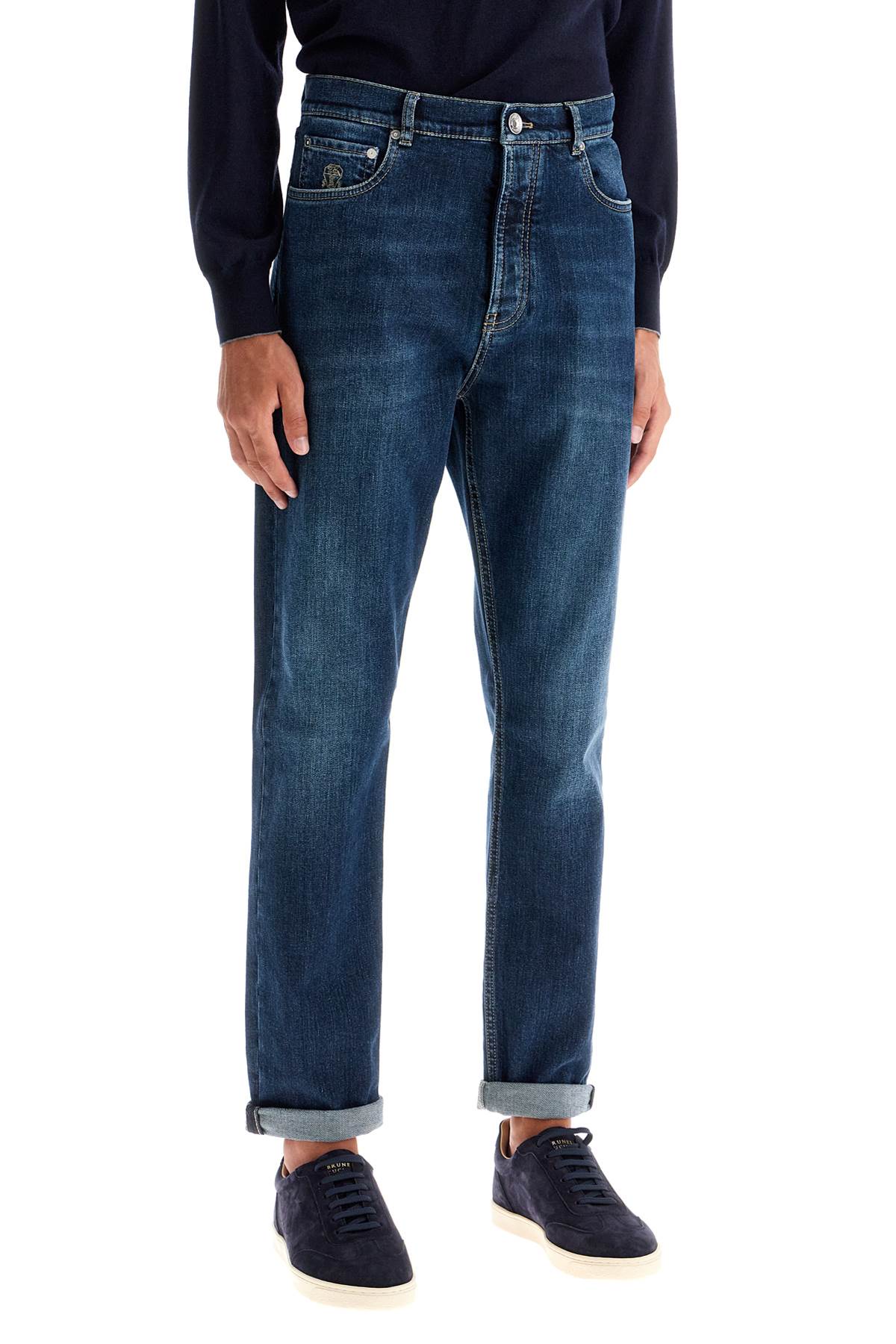Brunello Cucinelli Stretch Denim Iconic Fit Jeans For A In Blue
