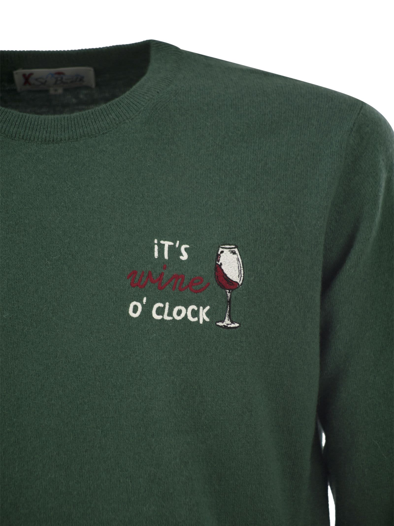 Shop Mc2 Saint Barth Its Wine O Clock Wool And Cashmere Blend Sweater In Green