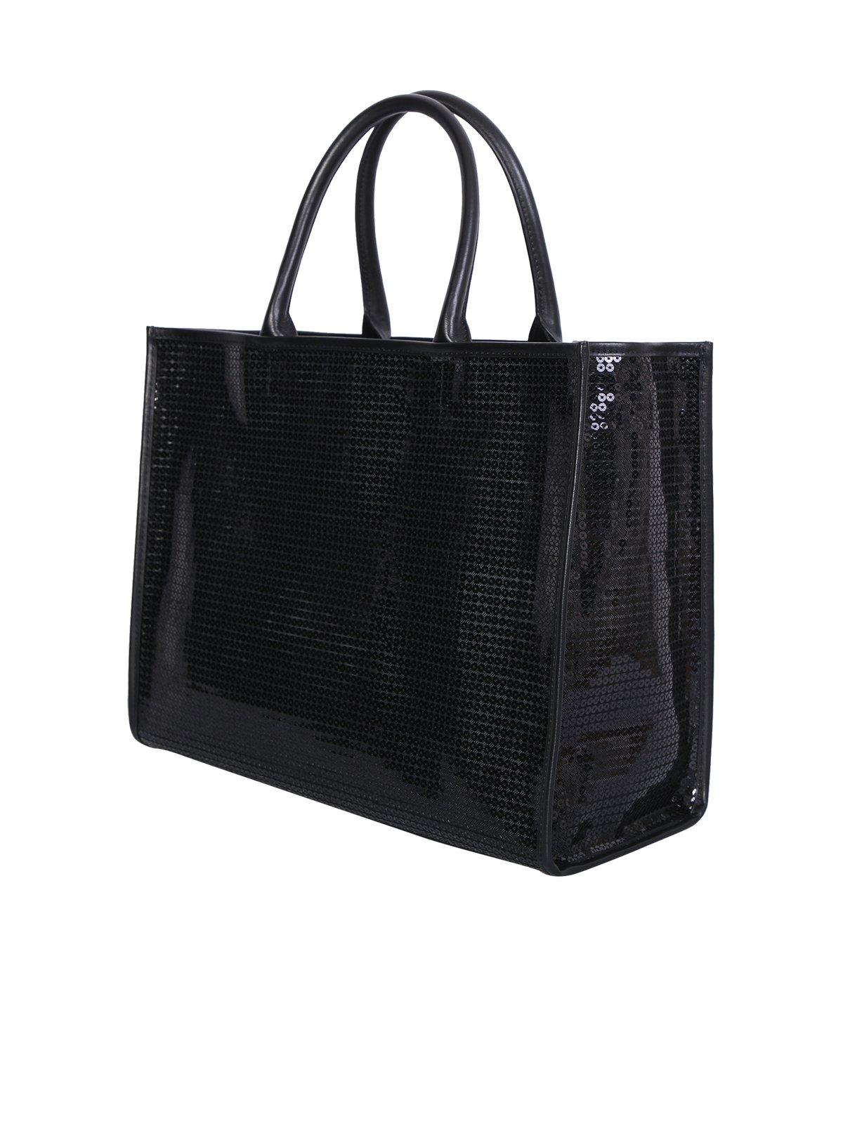 Furla Sequin Embellished Logo Tote Bag In Black | ModeSens