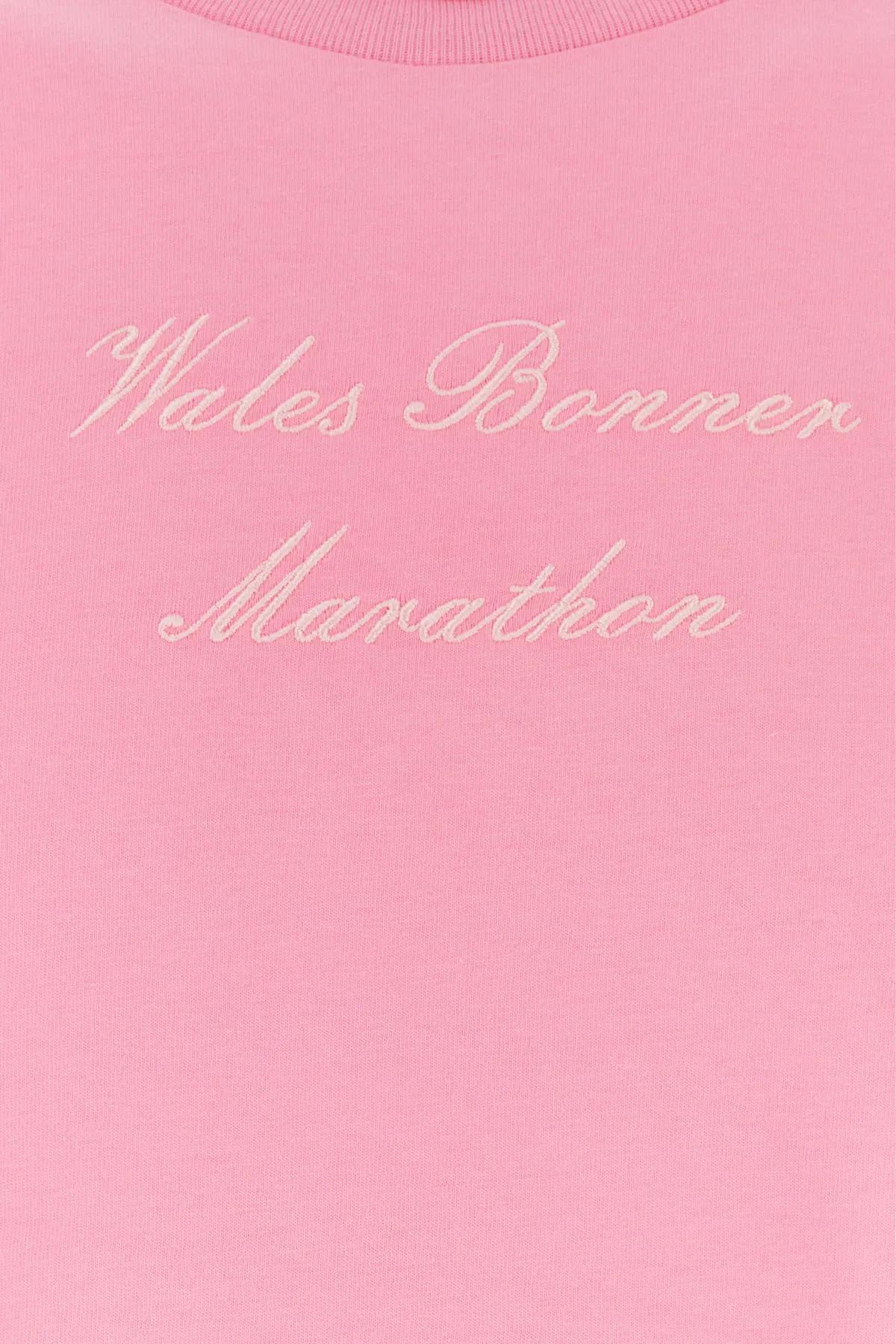 Shop Wales Bonner Pink Cotton Marathon T-shirt