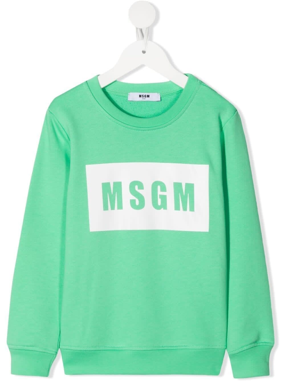 Msgm Kids' Logo-print Sweatshirt In Verde Menta